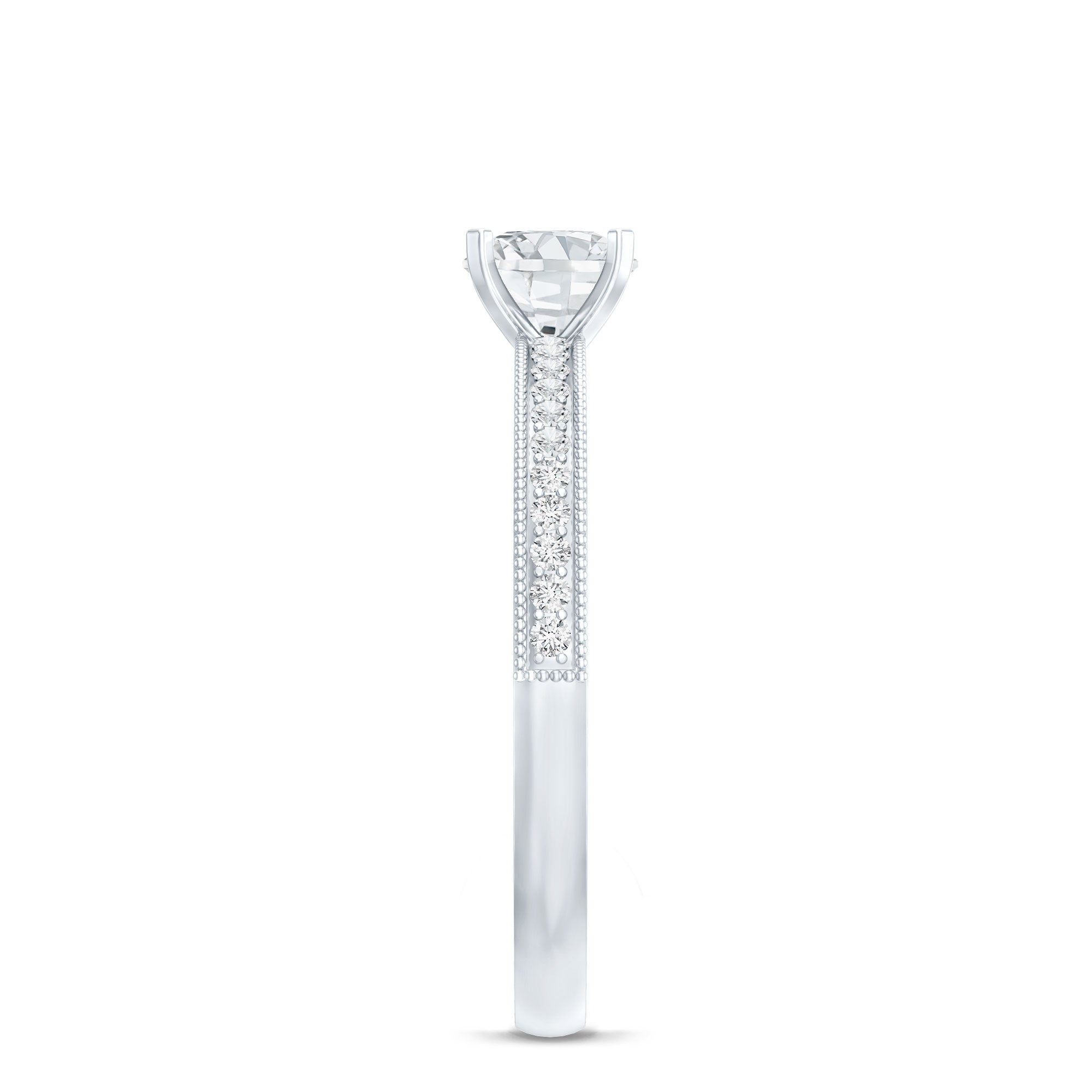 5MM Lab Grown Diamond Engagement Ring With Side Stones Lab - ( EF-VS ) - Rosec Jewels
