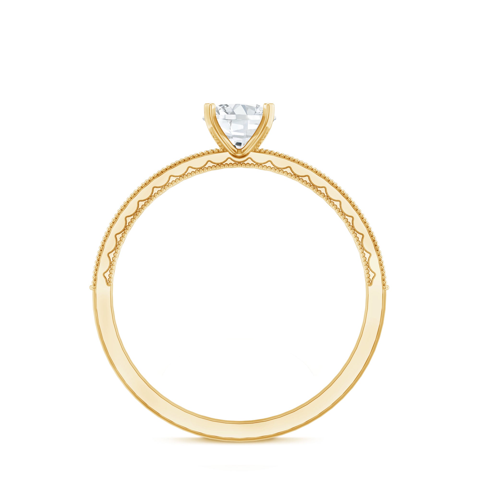 5MM Lab Grown Diamond Engagement Ring With Side Stones Lab - ( EF-VS ) - Rosec Jewels
