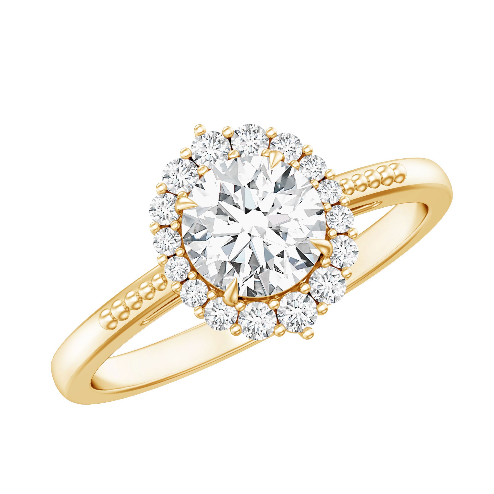 Classic Lab Grown Diamond Halo Engagement Ring Lab - ( EF-VS ) - Rosec Jewels