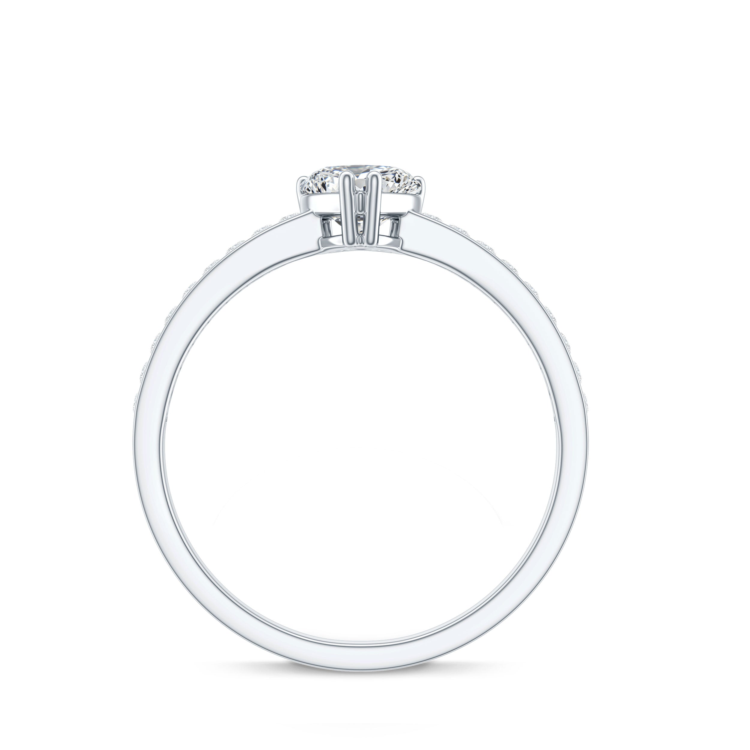 Rosec Jewels-Lab Grown Diamond 5 MM Heart Engagement Ring With Side Stones