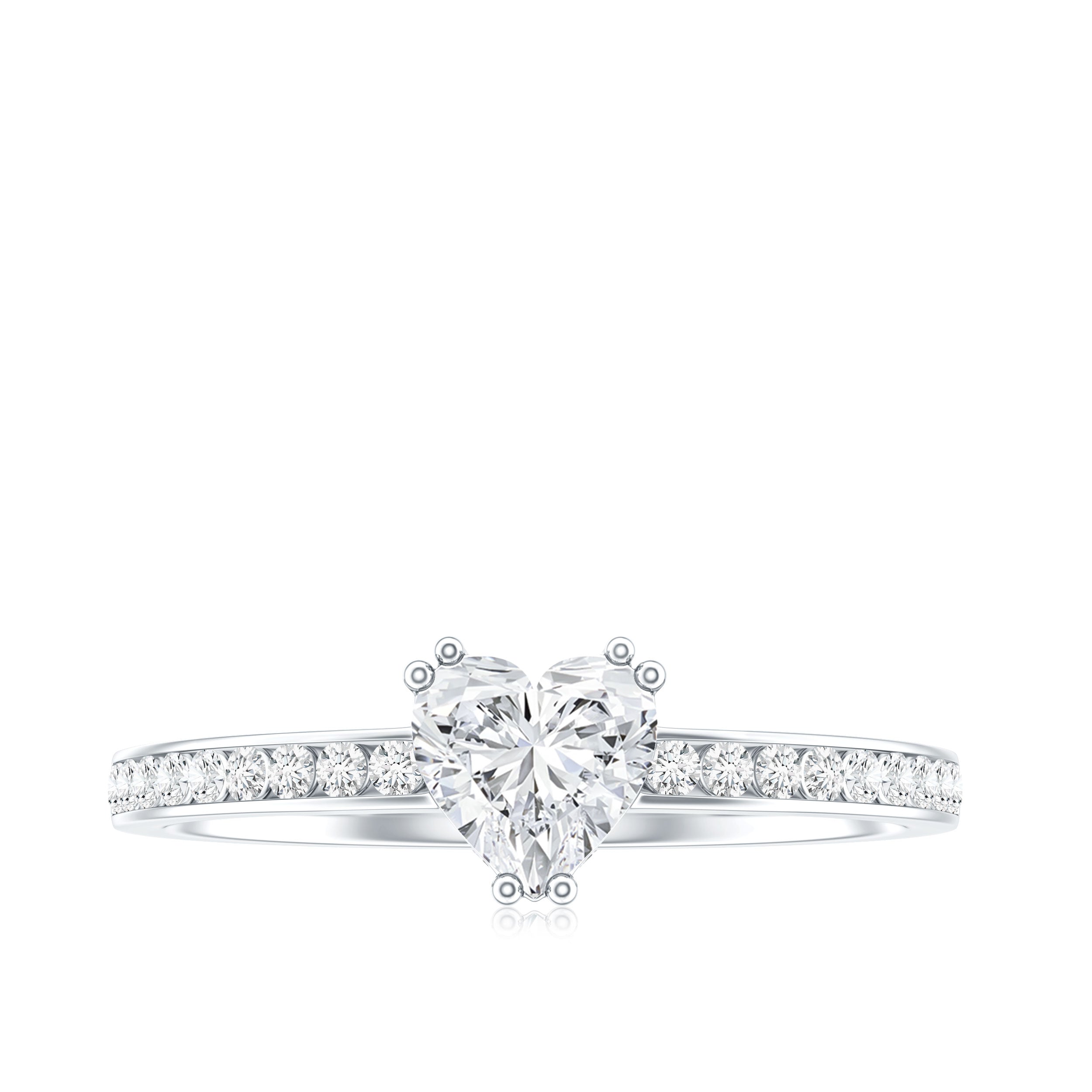 Rosec Jewels-Lab Grown Diamond 5 MM Heart Engagement Ring With Side Stones