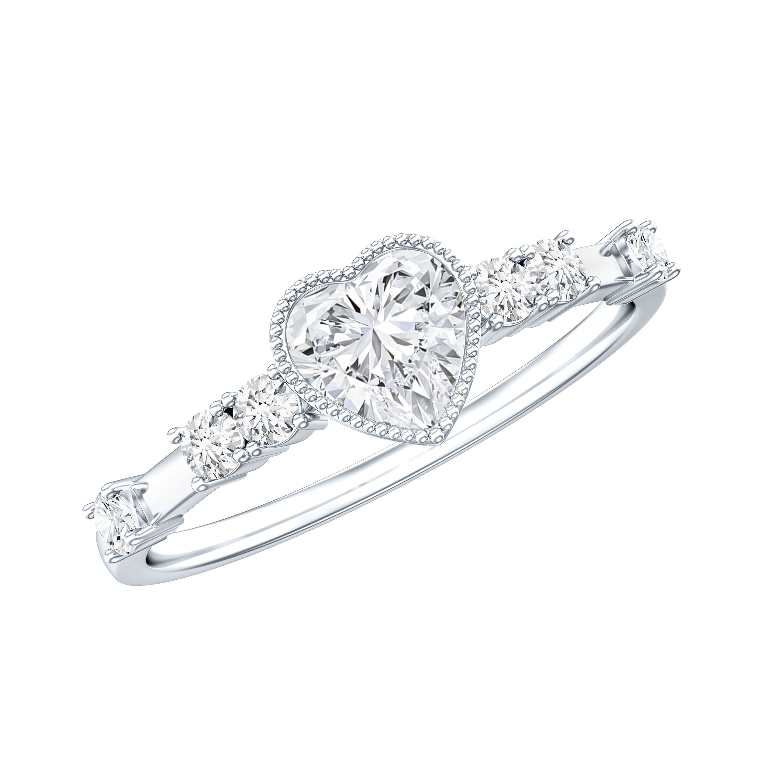 Bezel Set Lab Grown Diamond Heart Shaped Engagement Ring Lab - ( EF-VS ) - Rosec Jewels