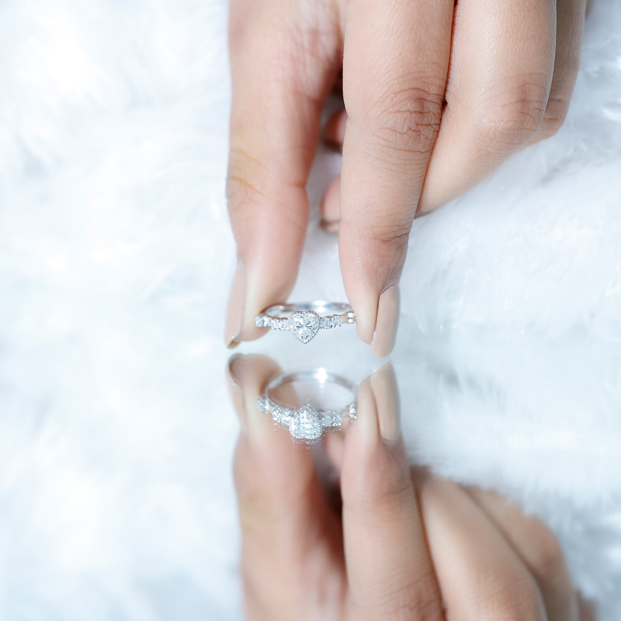 Bezel Set Lab Grown Diamond Heart Shaped Engagement Ring Lab - ( EF-VS ) - Rosec Jewels