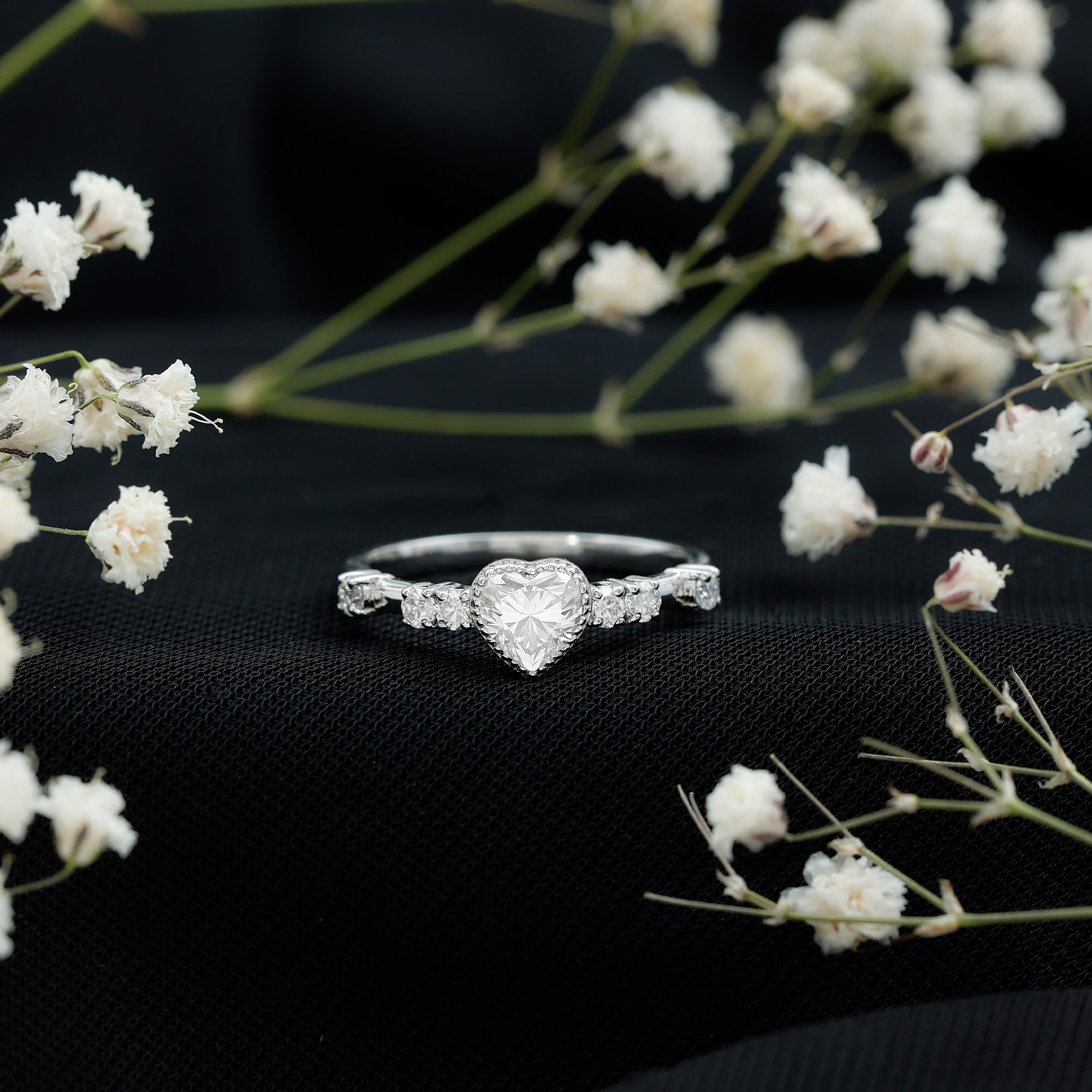Bezel Set Lab Grown Diamond Heart Shaped Engagement Ring Lab - ( EF-VS ) - Rosec Jewels