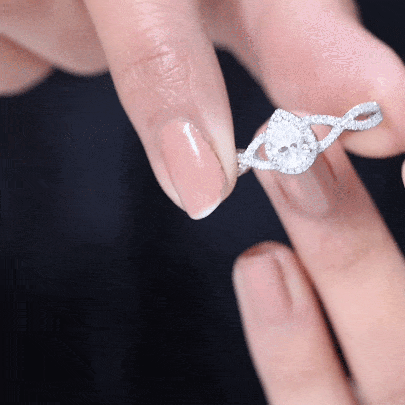 Lab Grown Diamond Teardrop Halo Engagement Ring For Women Lab - ( EF-VS ) - Rosec Jewels
