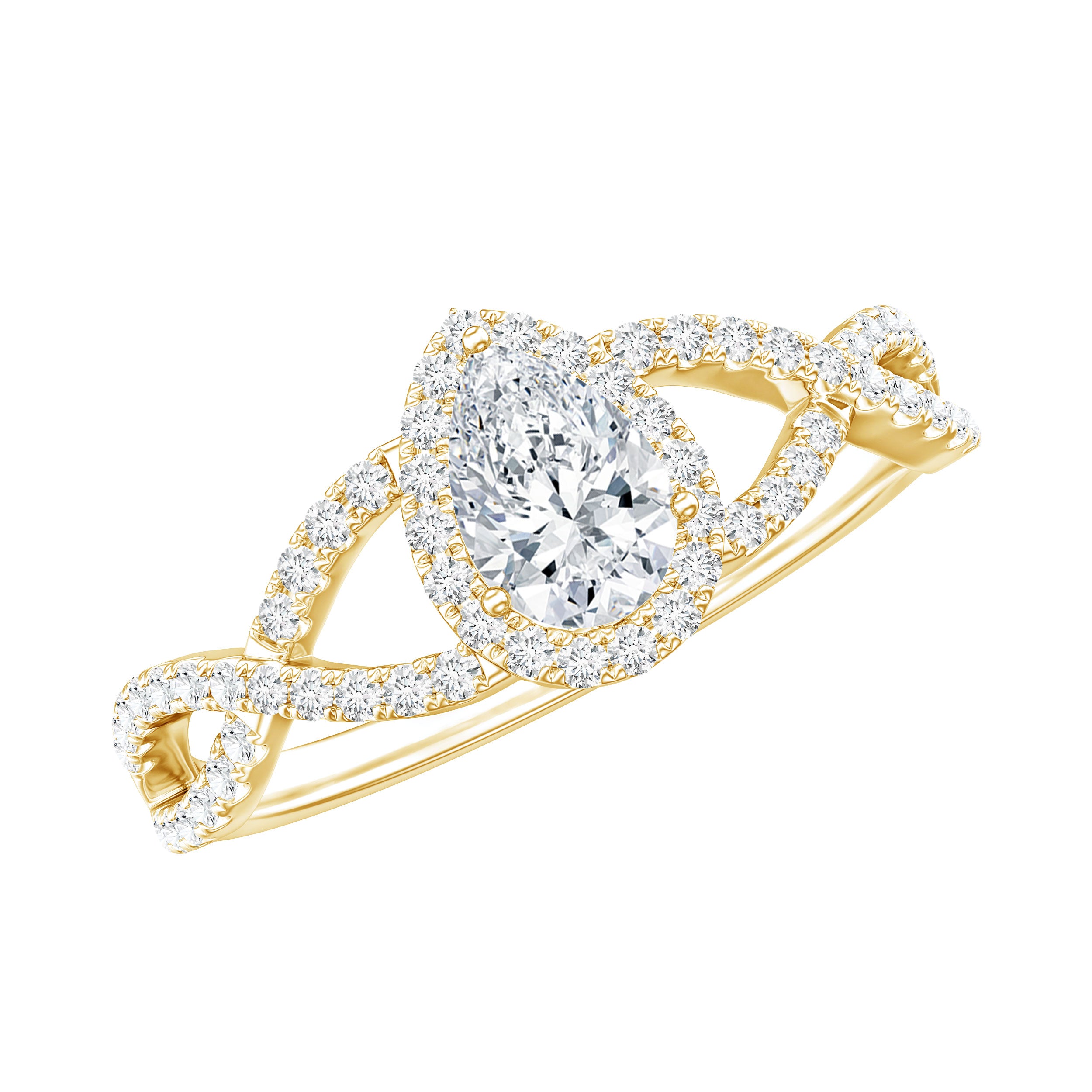 Lab Grown Diamond Teardrop Halo Engagement Ring For Women Lab - ( EF-VS ) - Rosec Jewels