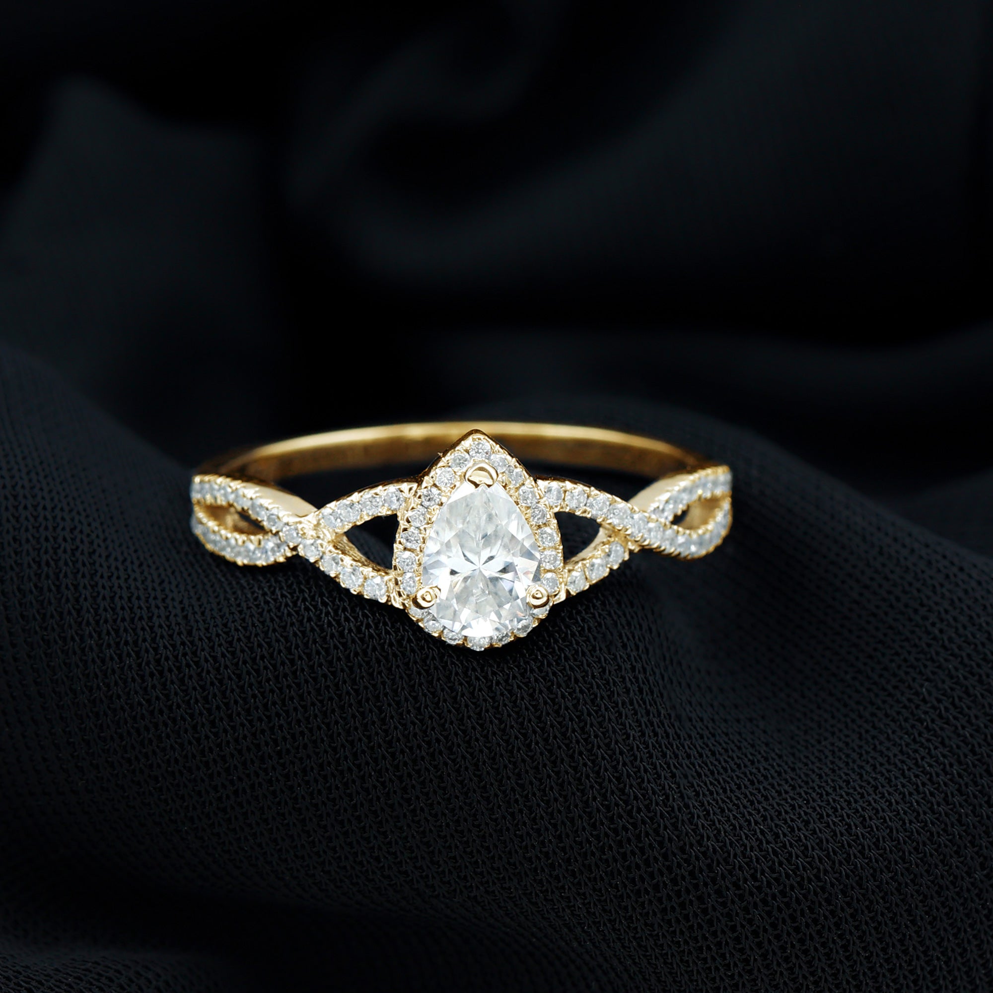 Lab Grown Diamond Teardrop Halo Engagement Ring For Women Lab - ( EF-VS ) - Rosec Jewels