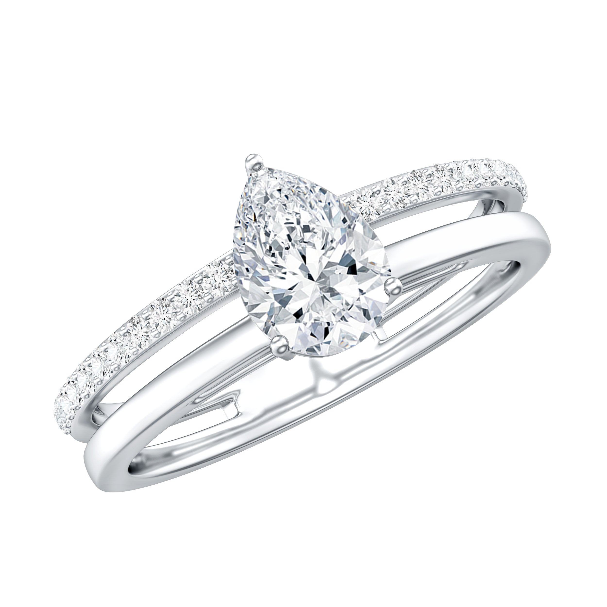 Lab Grown Diamond Pear Shaped Solitaire Engagement Ring Lab - ( EF-VS ) - Rosec Jewels