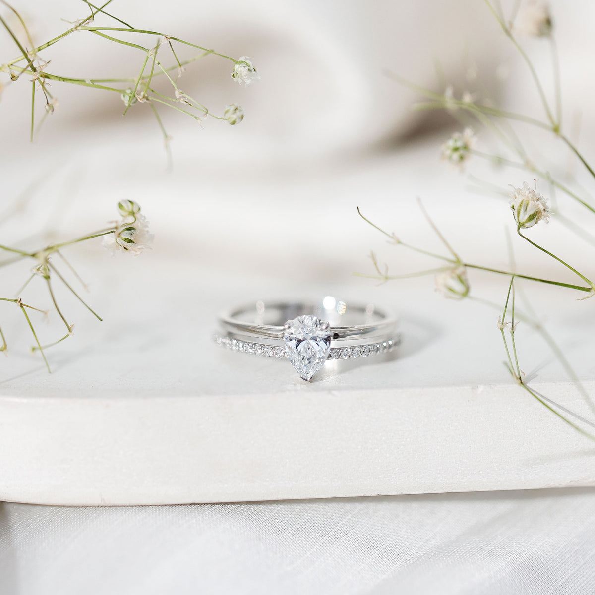 Lab Grown Diamond Pear Shaped Solitaire Engagement Ring Lab - ( EF-VS ) - Rosec Jewels