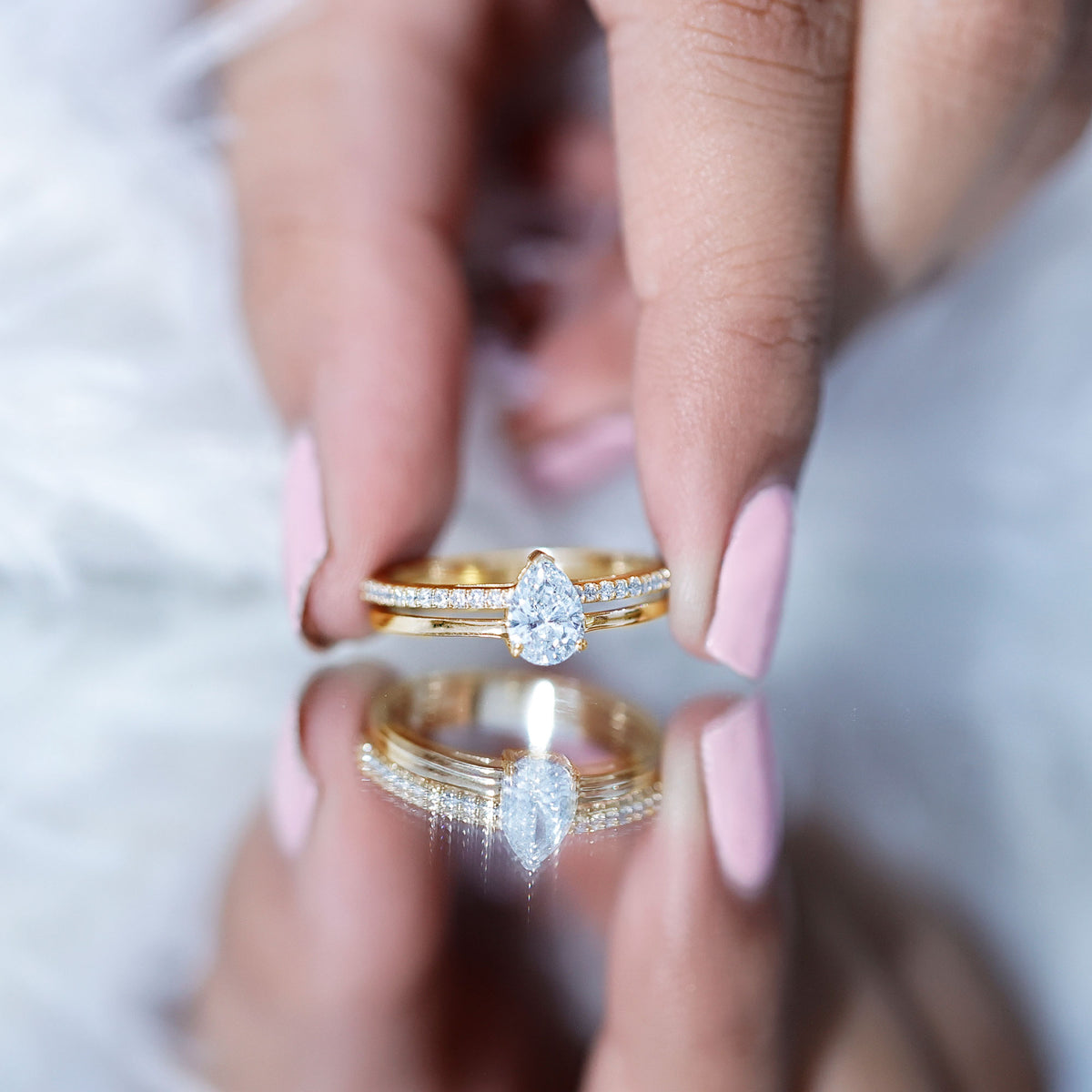 Lab Grown Diamond Pear Shaped Solitaire Engagement Ring Lab - ( EF-VS ) - Rosec Jewels