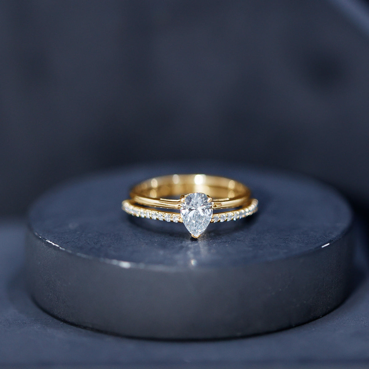 Lab Grown Diamond Pear Shaped Solitaire Engagement Ring Lab - ( EF-VS ) - Rosec Jewels