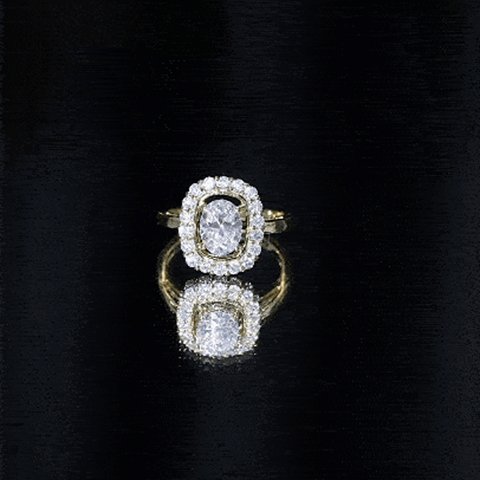 Certified 6X8 MM Oval Lab Grown Diamond Halo Engagement Ring Lab - ( EF-VS ) - Rosec Jewels
