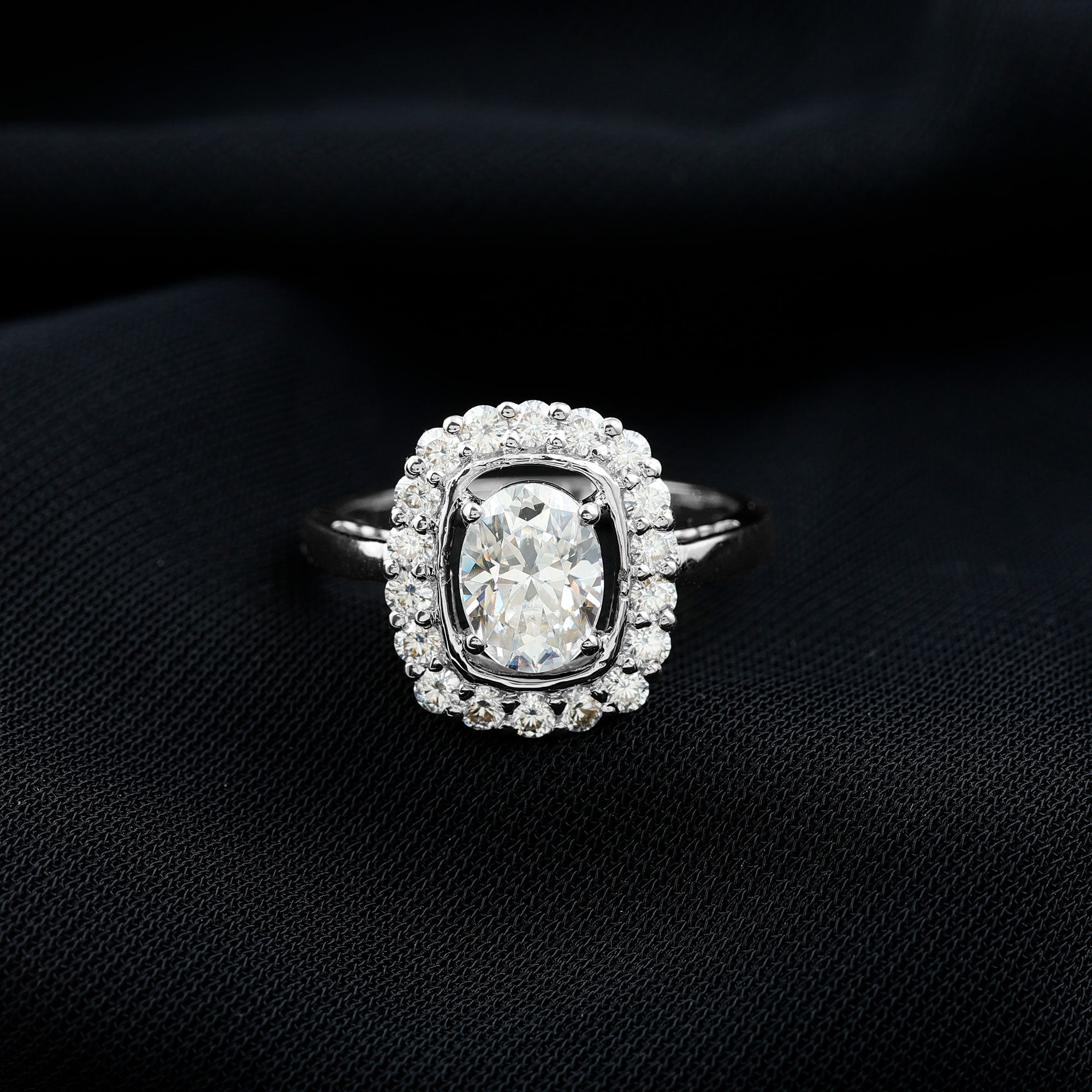 Certified 6X8 MM Oval Lab Grown Diamond Halo Engagement Ring Lab - ( EF-VS ) - Rosec Jewels