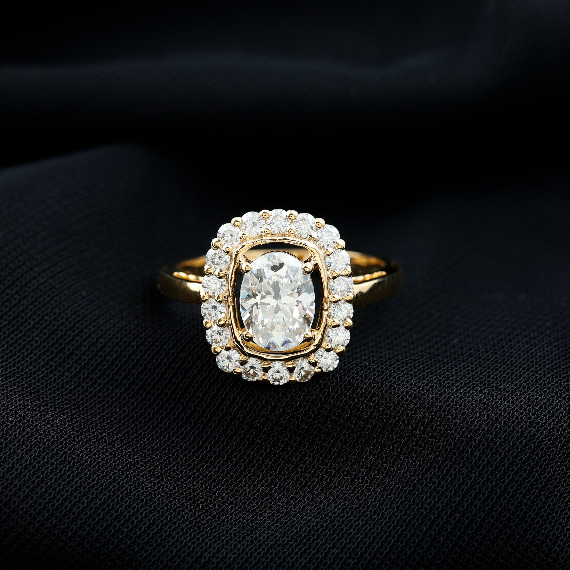 Certified 6X8 MM Oval Lab Grown Diamond Halo Engagement Ring Lab - ( EF-VS ) - Rosec Jewels