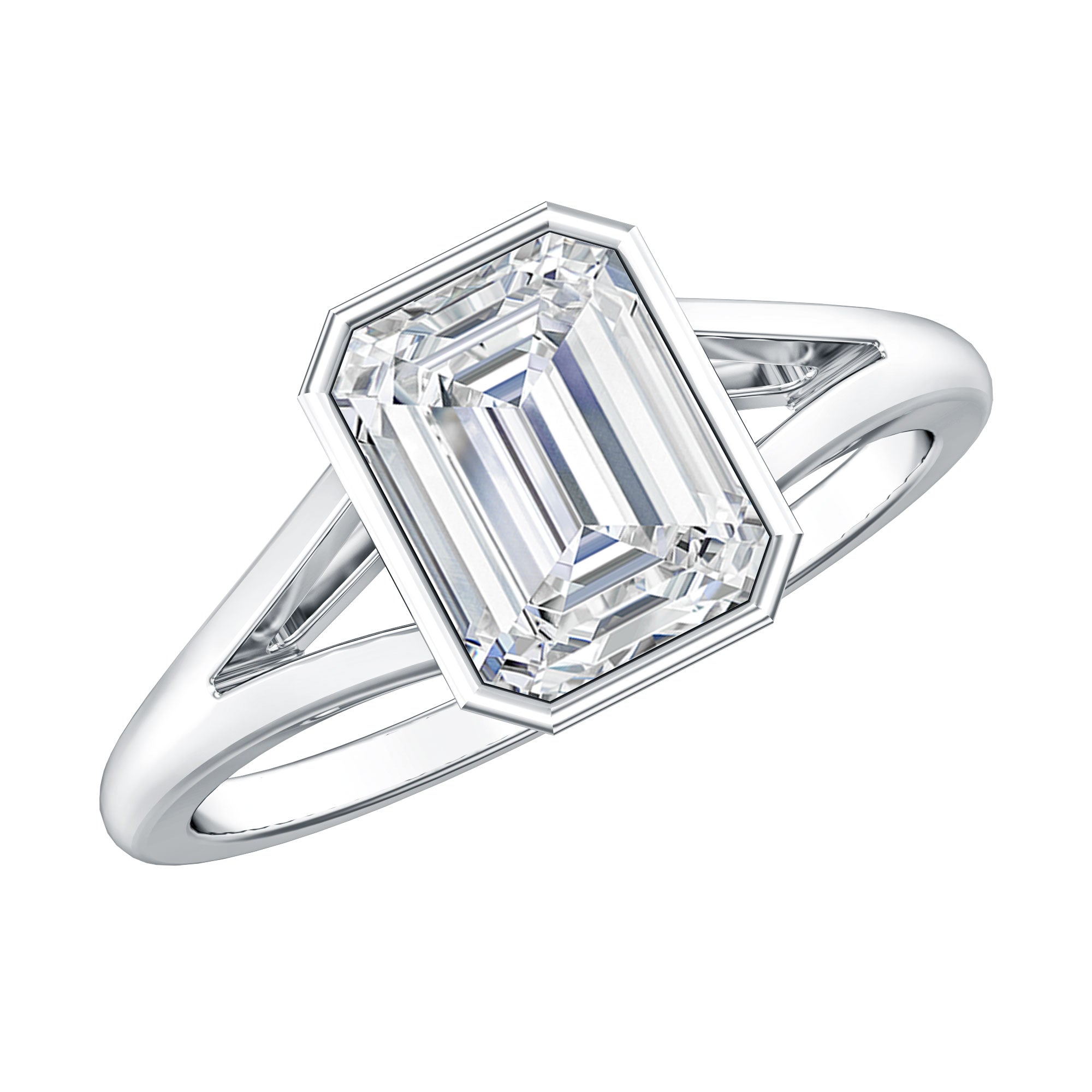 Certified Lab Grown Diamond 6X8 MM Emerald Cut Engagement Ring Lab - ( EF-VS ) - Rosec Jewels