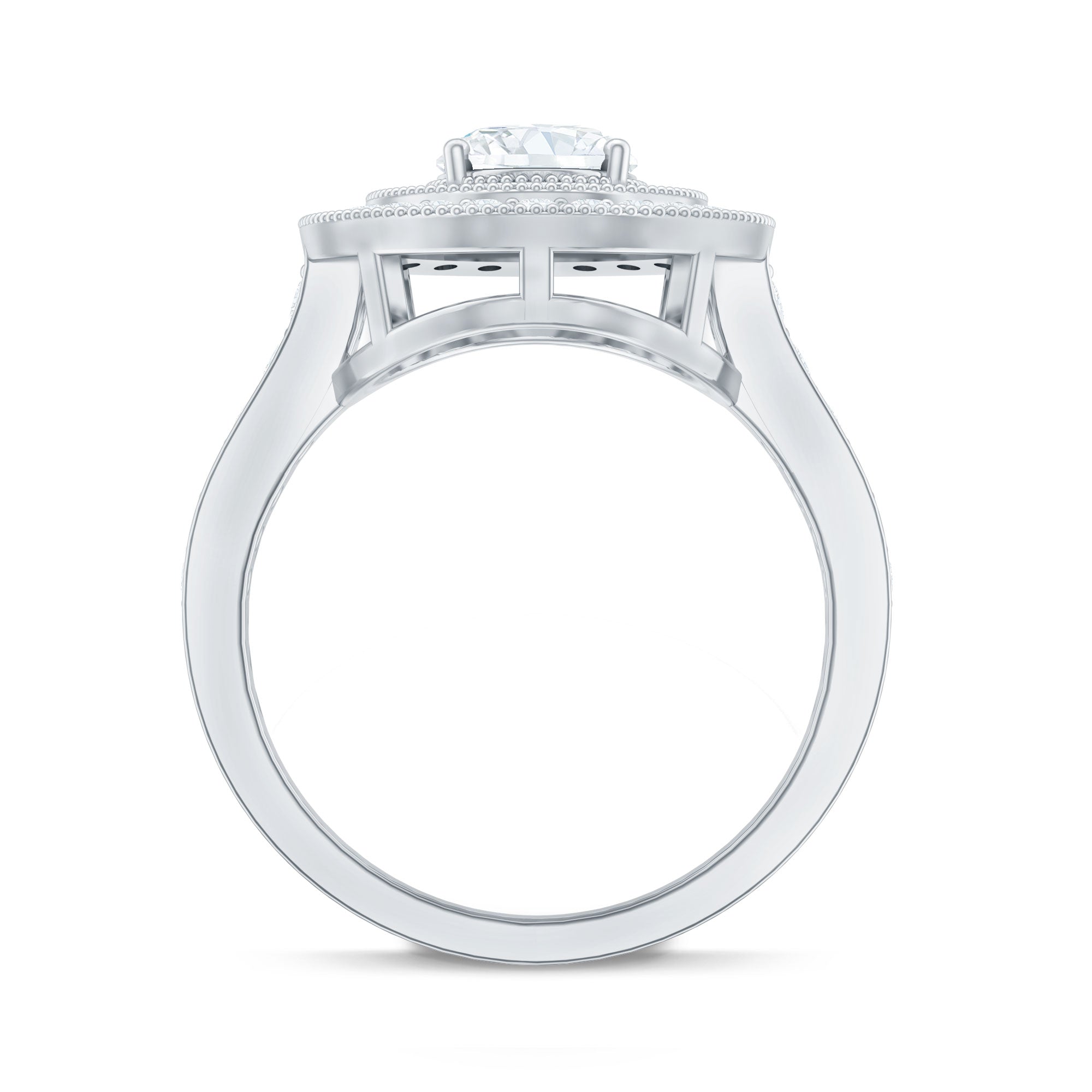 Certified 6X8 MM Oval Lab Grown Diamond Double Halo Engagement Ring Lab - ( EF-VS ) - Rosec Jewels
