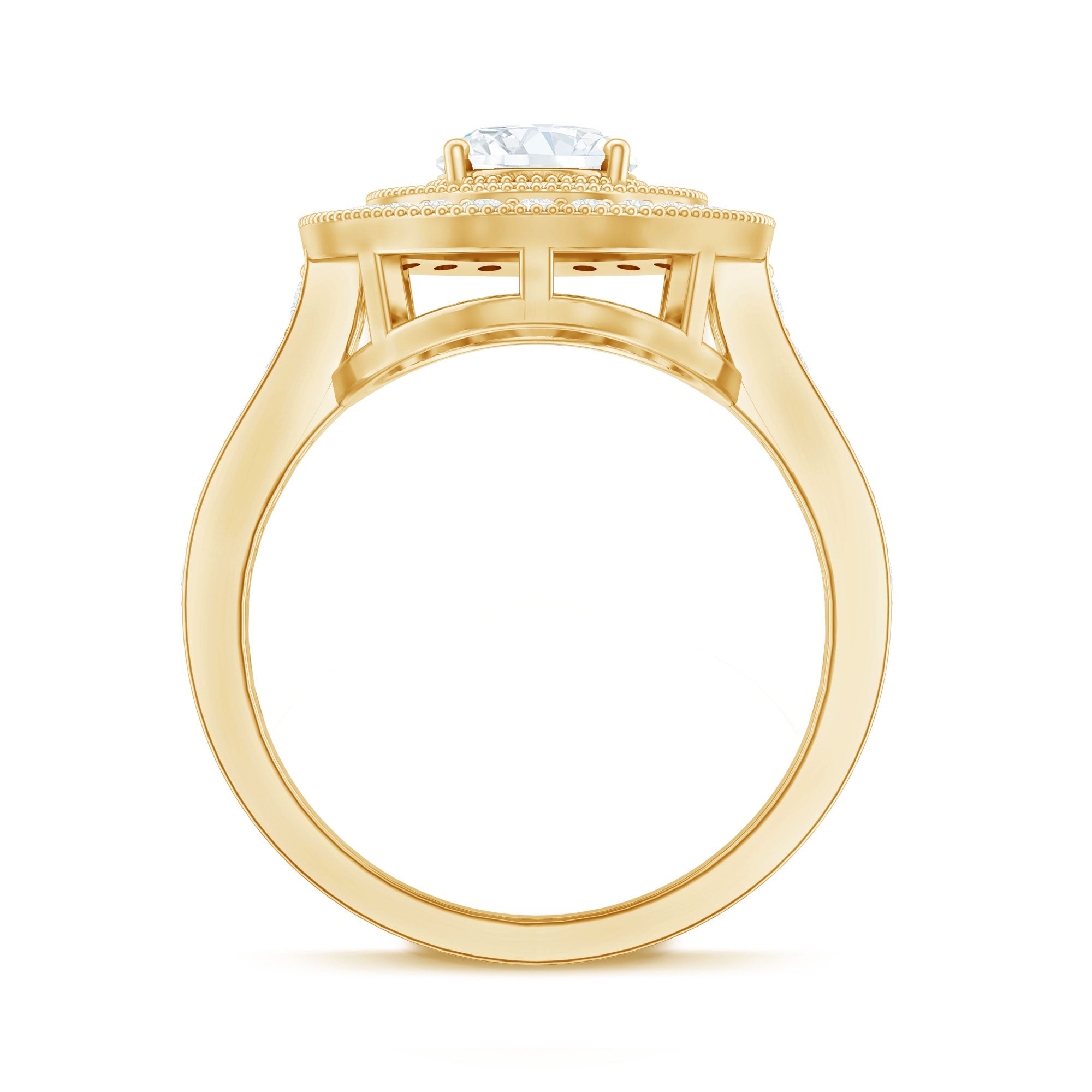 Certified 6X8 MM Oval Lab Grown Diamond Double Halo Engagement Ring Lab - ( EF-VS ) - Rosec Jewels