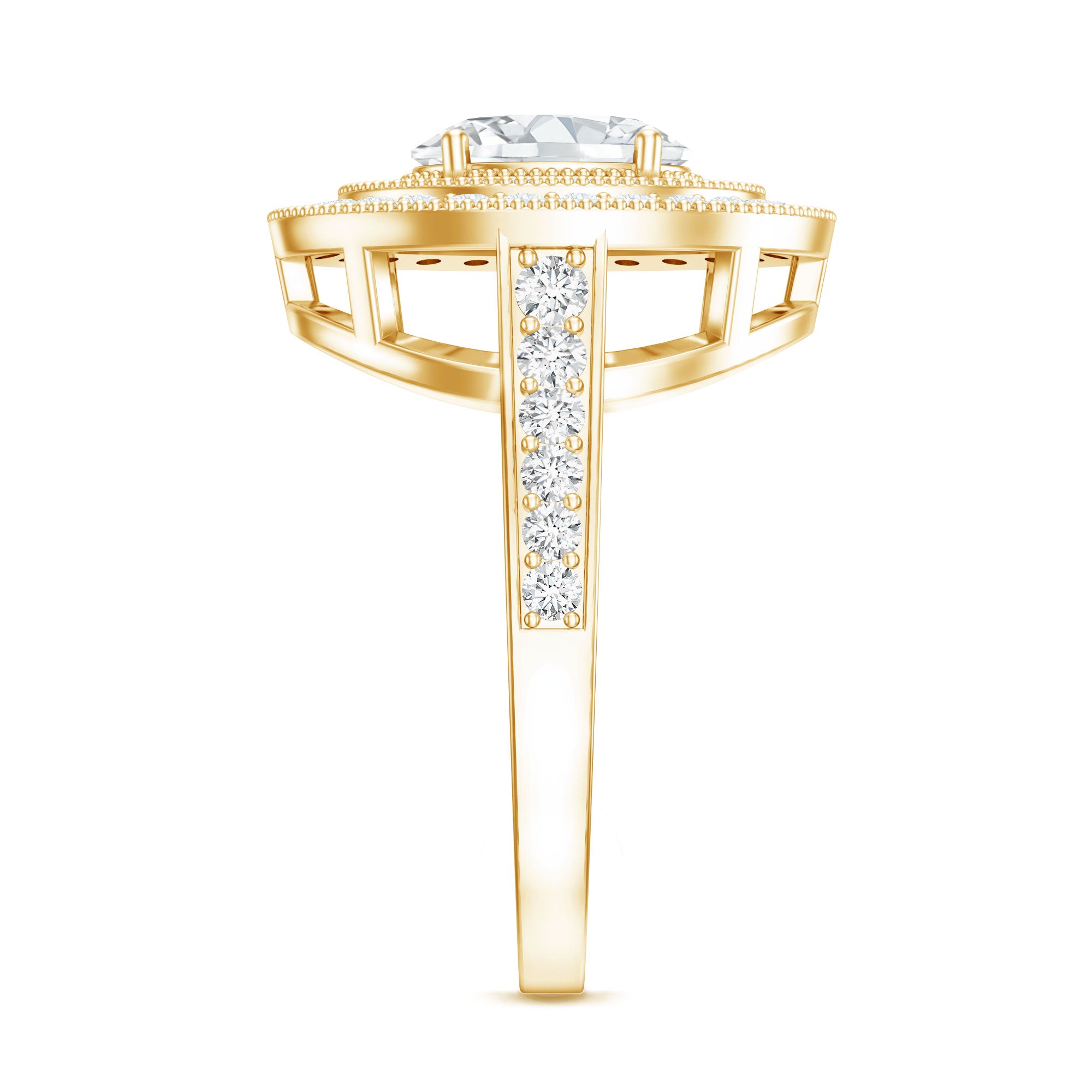 Certified 6X8 MM Oval Lab Grown Diamond Double Halo Engagement Ring Lab - ( EF-VS ) - Rosec Jewels