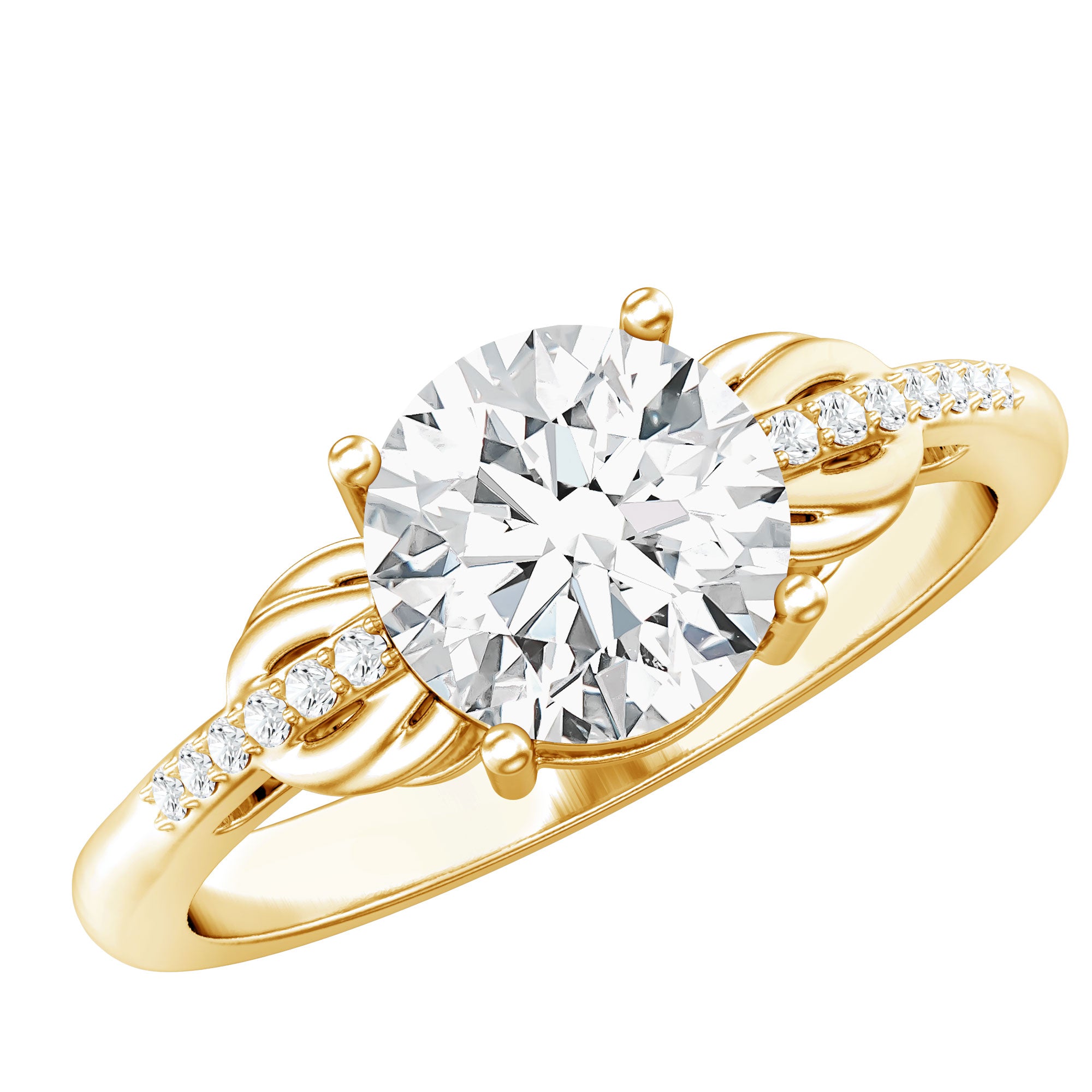 Certified 8 MM Round Lab Grown Diamond Unique Engagement Ring Lab - ( EF-VS ) - Rosec Jewels