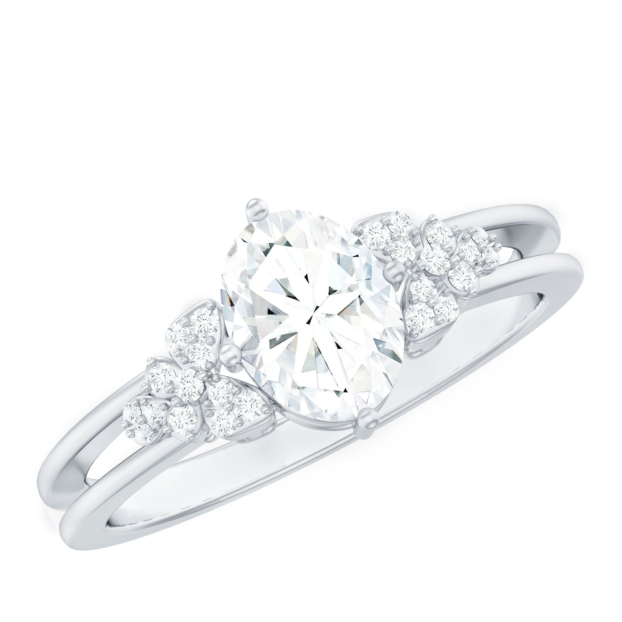 Certified 6X8MM Oval Lab Grown Diamond Designer Engagement Ring