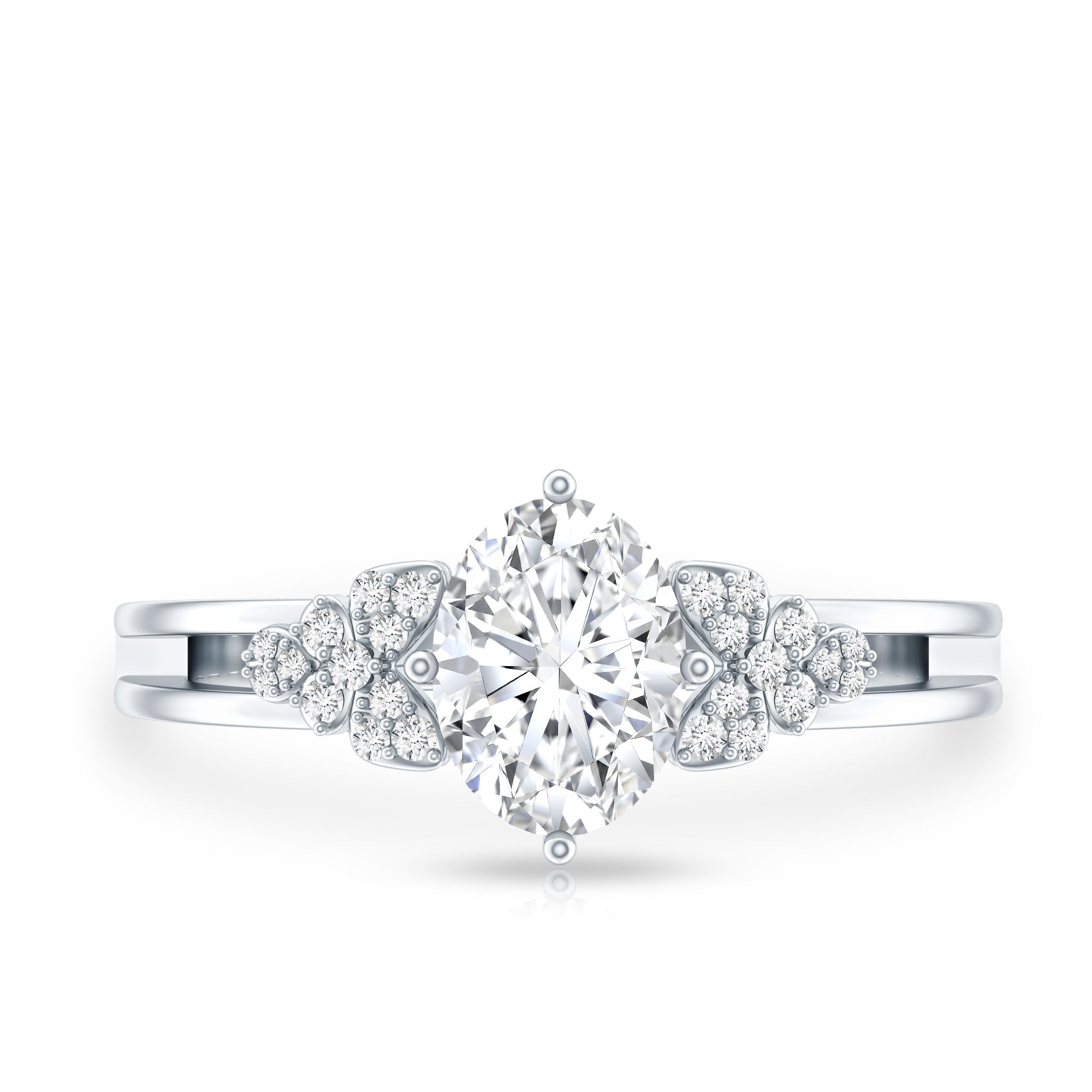 Certified 6X8MM Oval Lab Grown Diamond Designer Engagement Ring Lab - ( EF-VS ) - Rosec Jewels