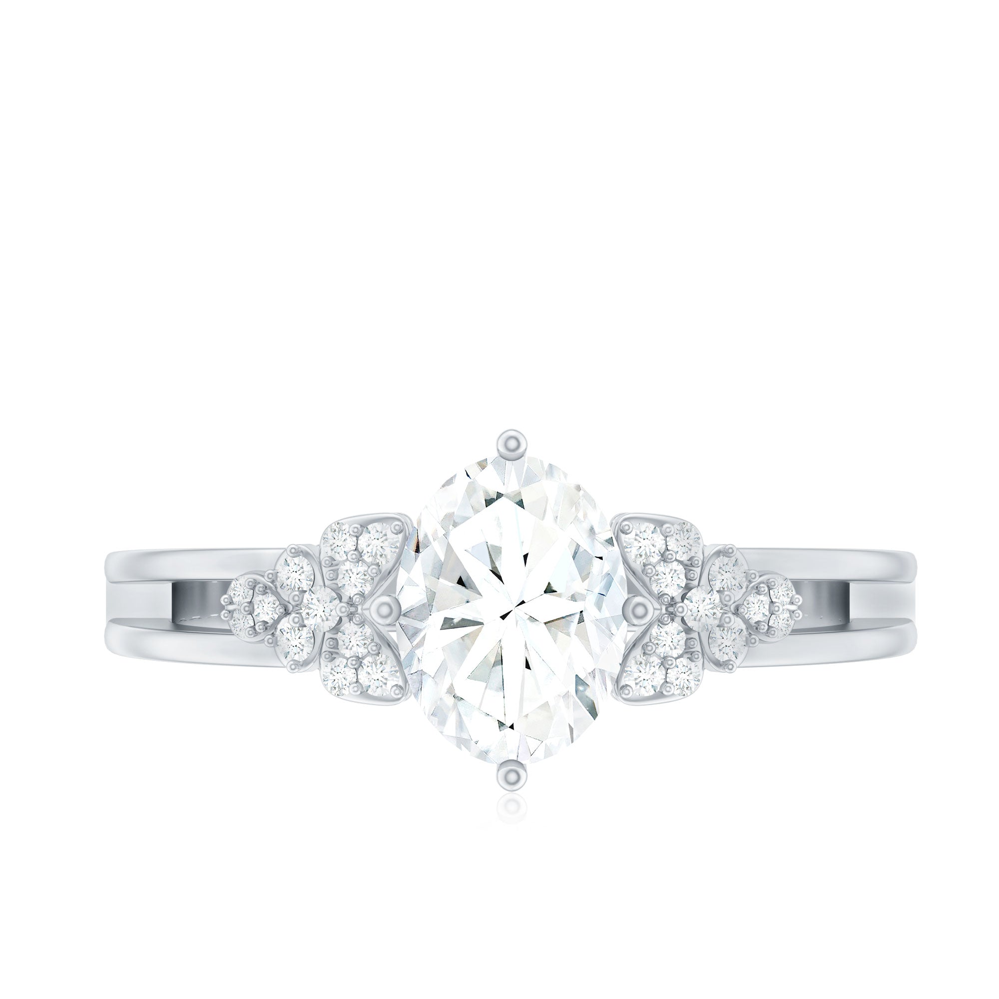 IGI Certified 1 Carat Lab Grown Oval Diamond Designer Engagement Ring Lab - ( E-VS1 ) - Rosec Jewels