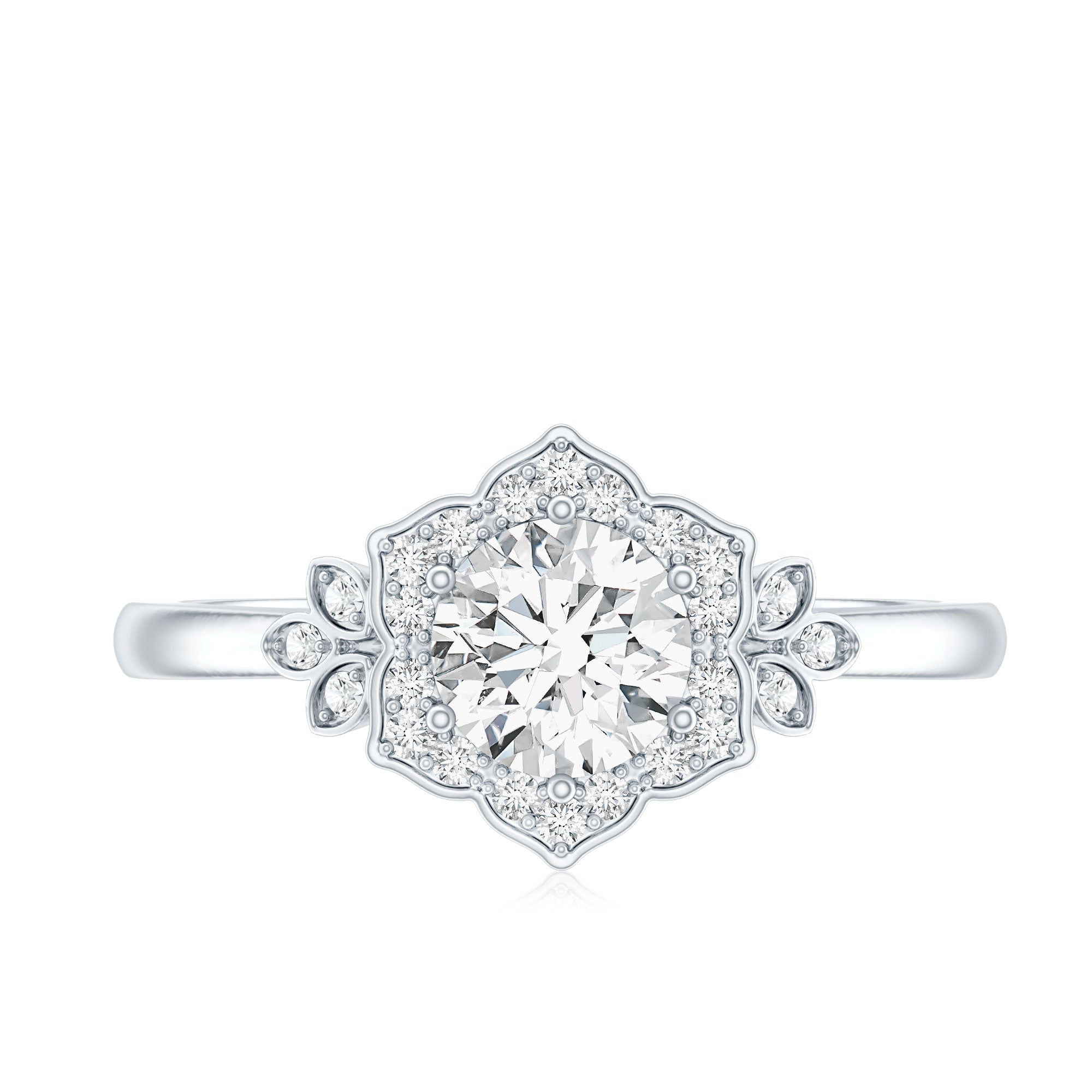 Rosec Jewels-Certified Lab Grown Diamond Art Deco Flower Engagement Ring