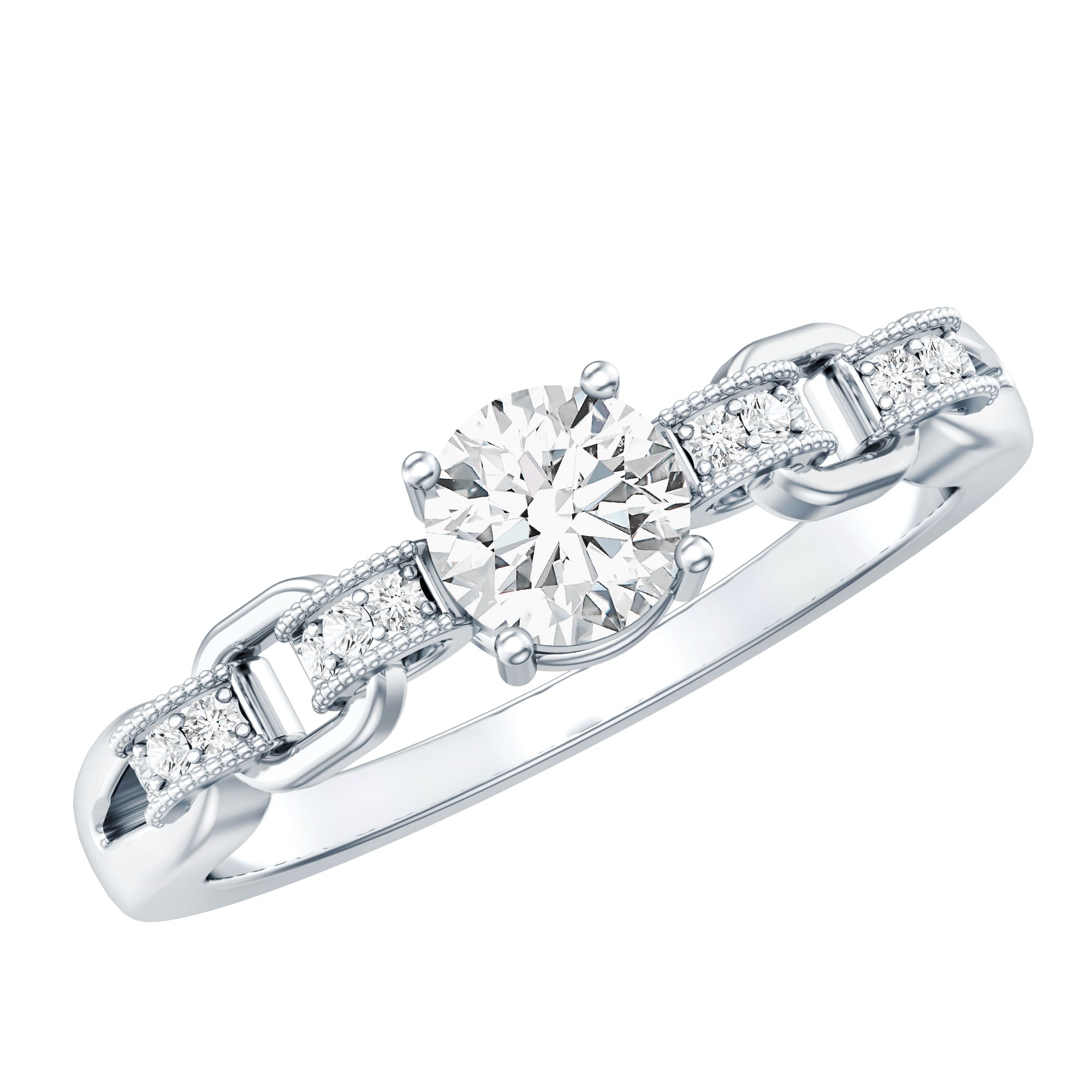 Certified 5 MM Lab Grown Diamond Promise Ring For Her Lab - ( EF-VS ) - Rosec Jewels