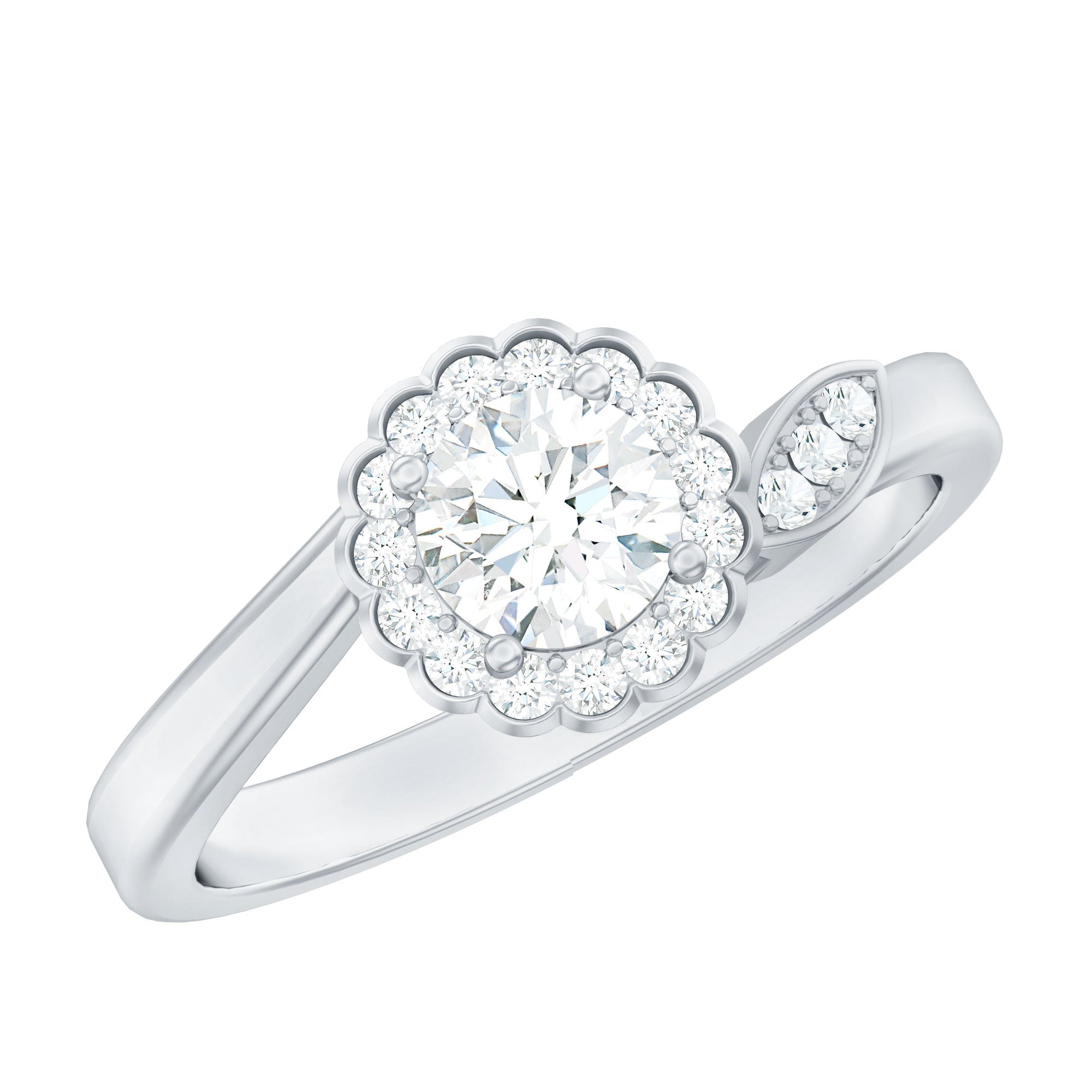 Certified 5 MM Lab Grown Diamond Floral Engagement Ring Lab - ( EF-VS ) - Rosec Jewels