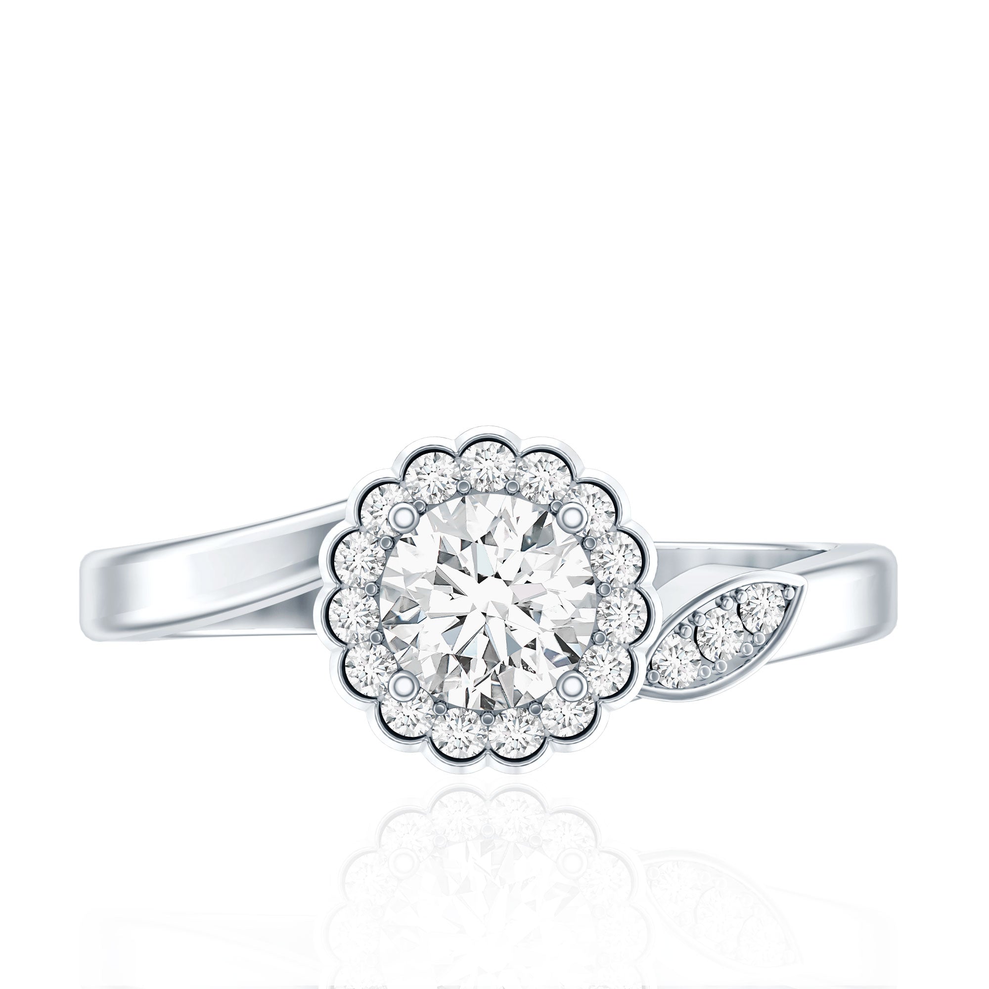 Certified 5 MM Lab Grown Diamond Floral Engagement Ring Lab - ( EF-VS ) - Rosec Jewels