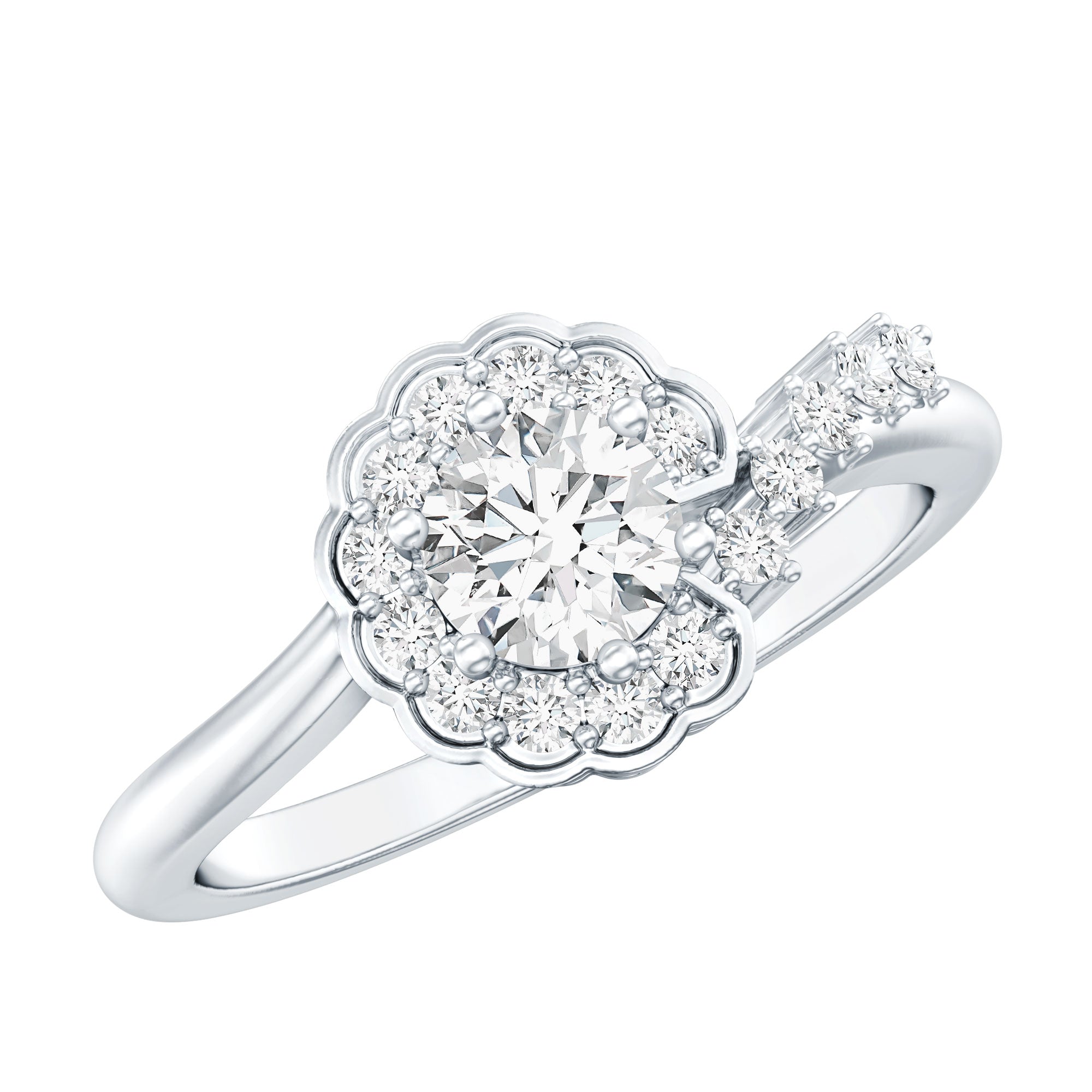Certified 5 MM Lab Grown Diamond Nature Inspired Engagement Ring Lab - ( EF-VS ) - Rosec Jewels