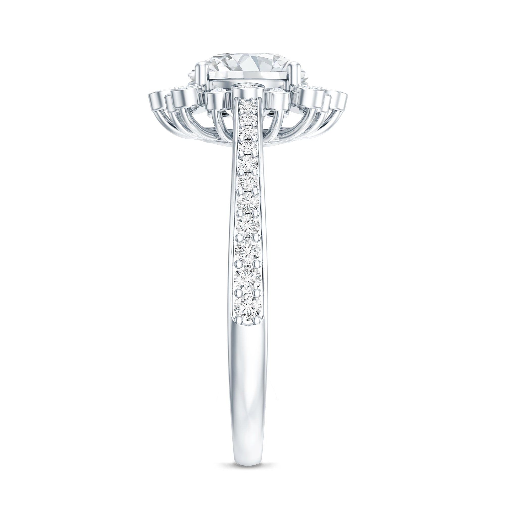 Rosec Jewels-Lab Grown Diamond 8 MM Circle Engagement Ring With Side Stones