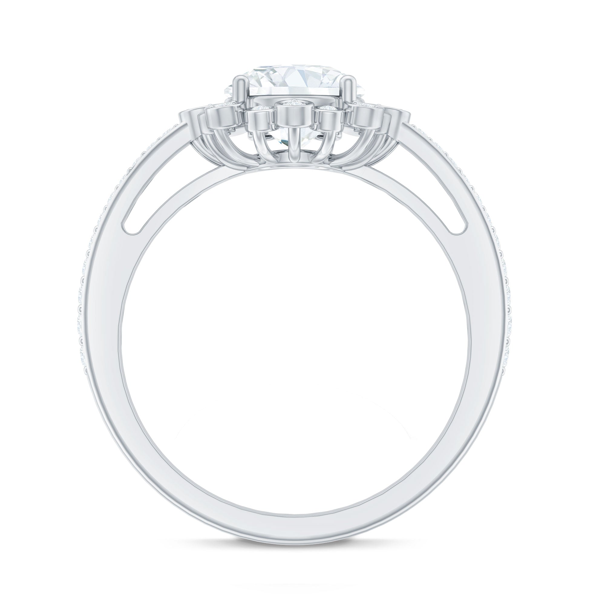Rosec Jewels-Lab Grown Diamond 8 MM Circle Engagement Ring With Side Stones