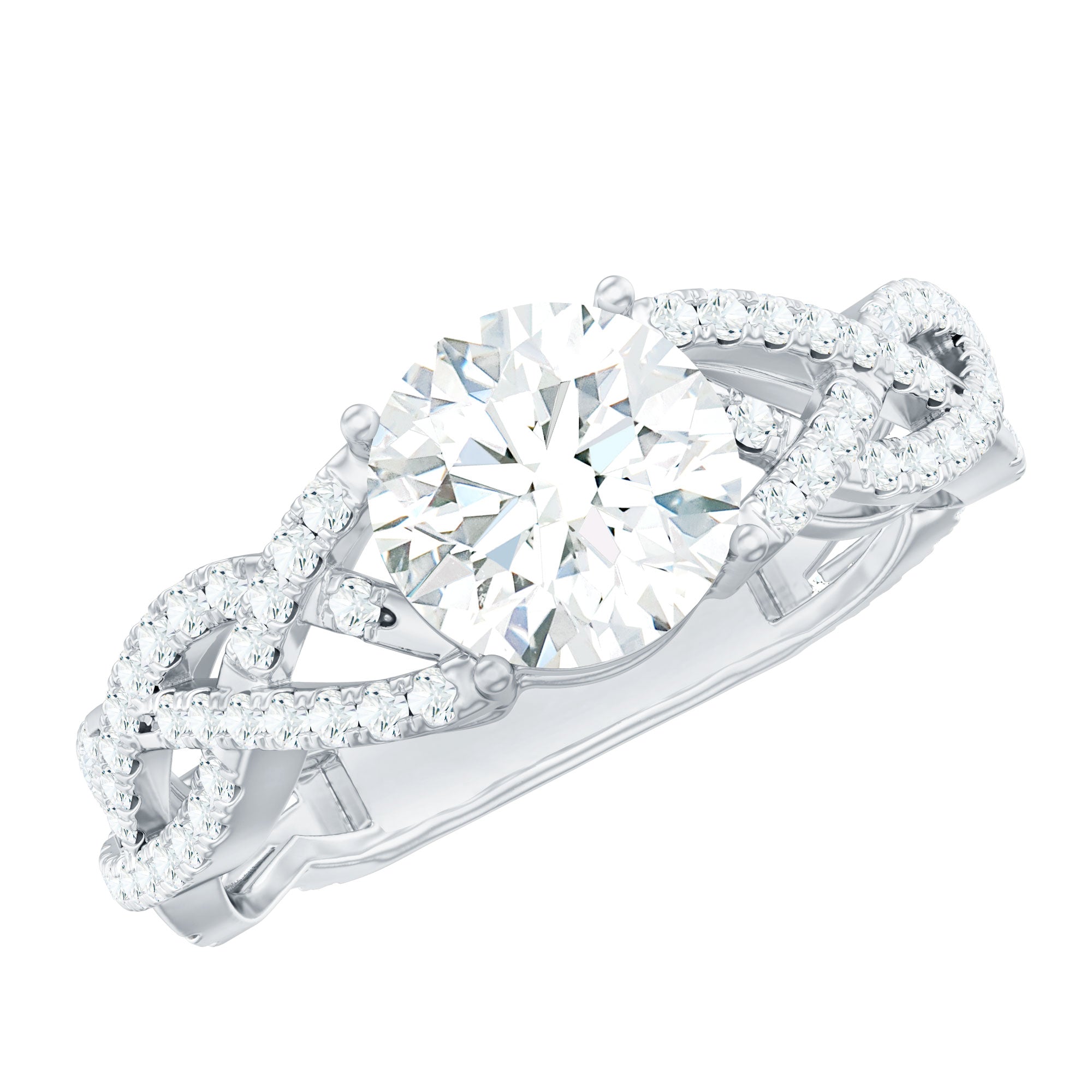 Lab Grown Diamond 8MM Round Engagement Ring With Infinity Twist