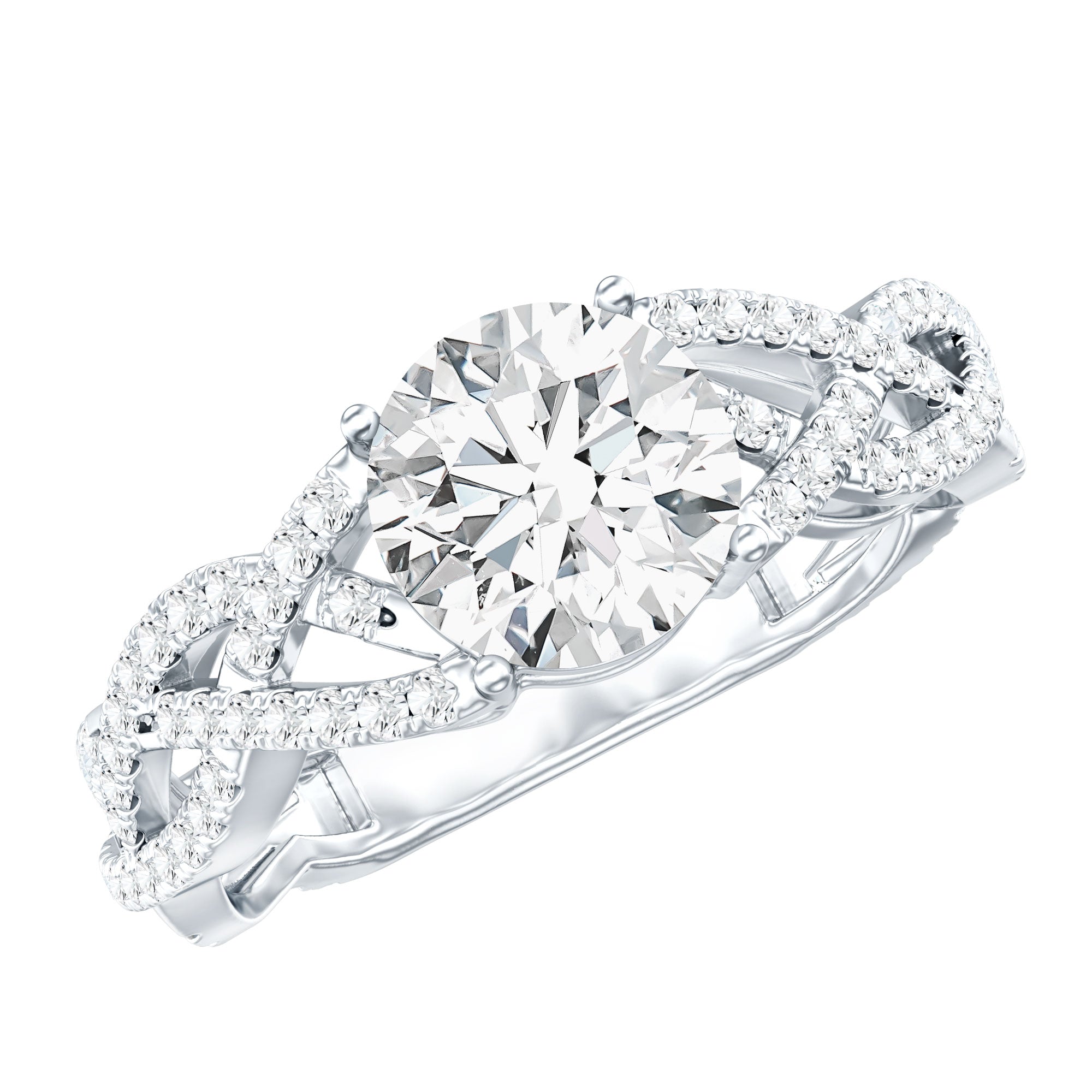 Lab Grown Diamond 8MM Round Engagement Ring With Infinity Twist