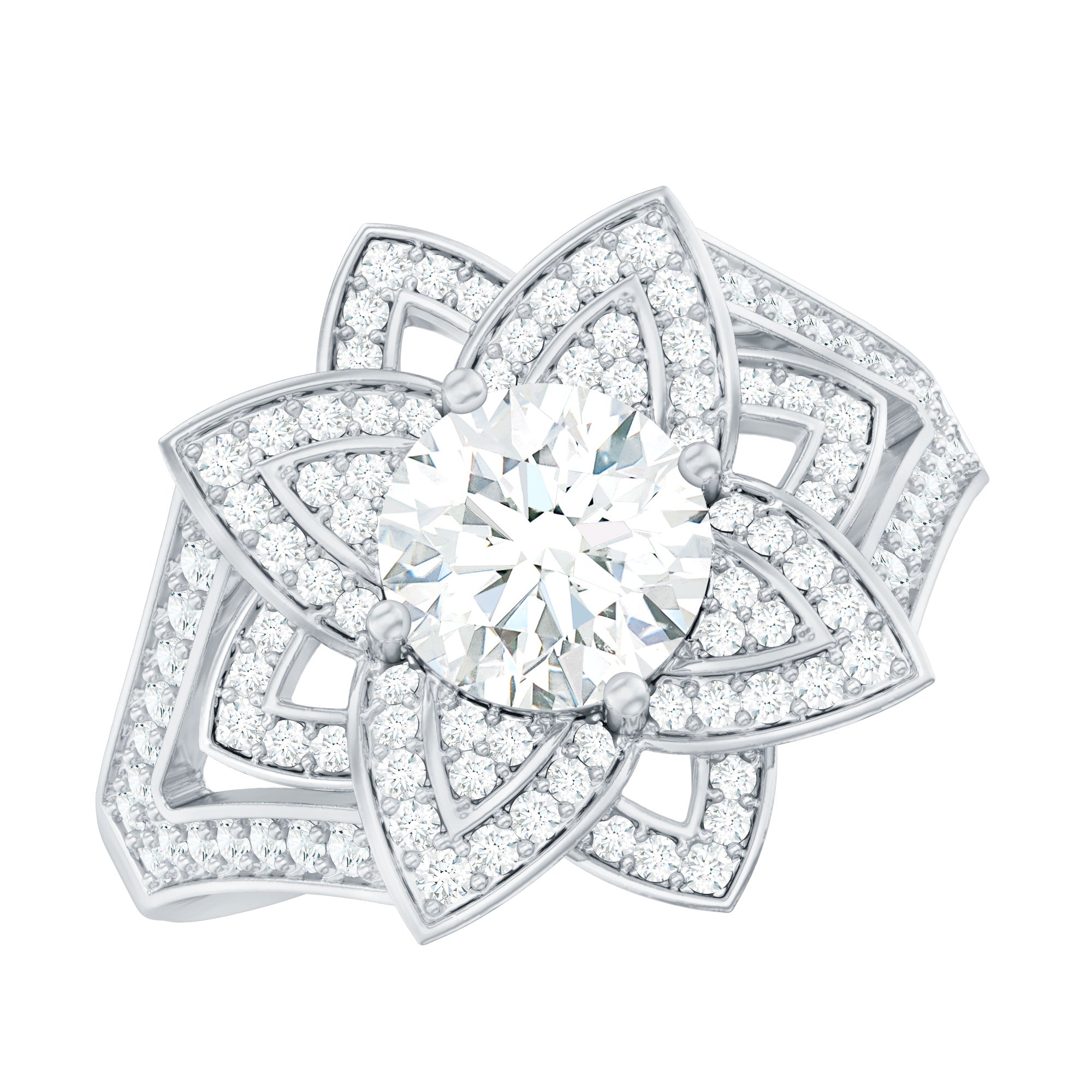 Lab Grown Diamond Art Deco Flower Engagement Ring
