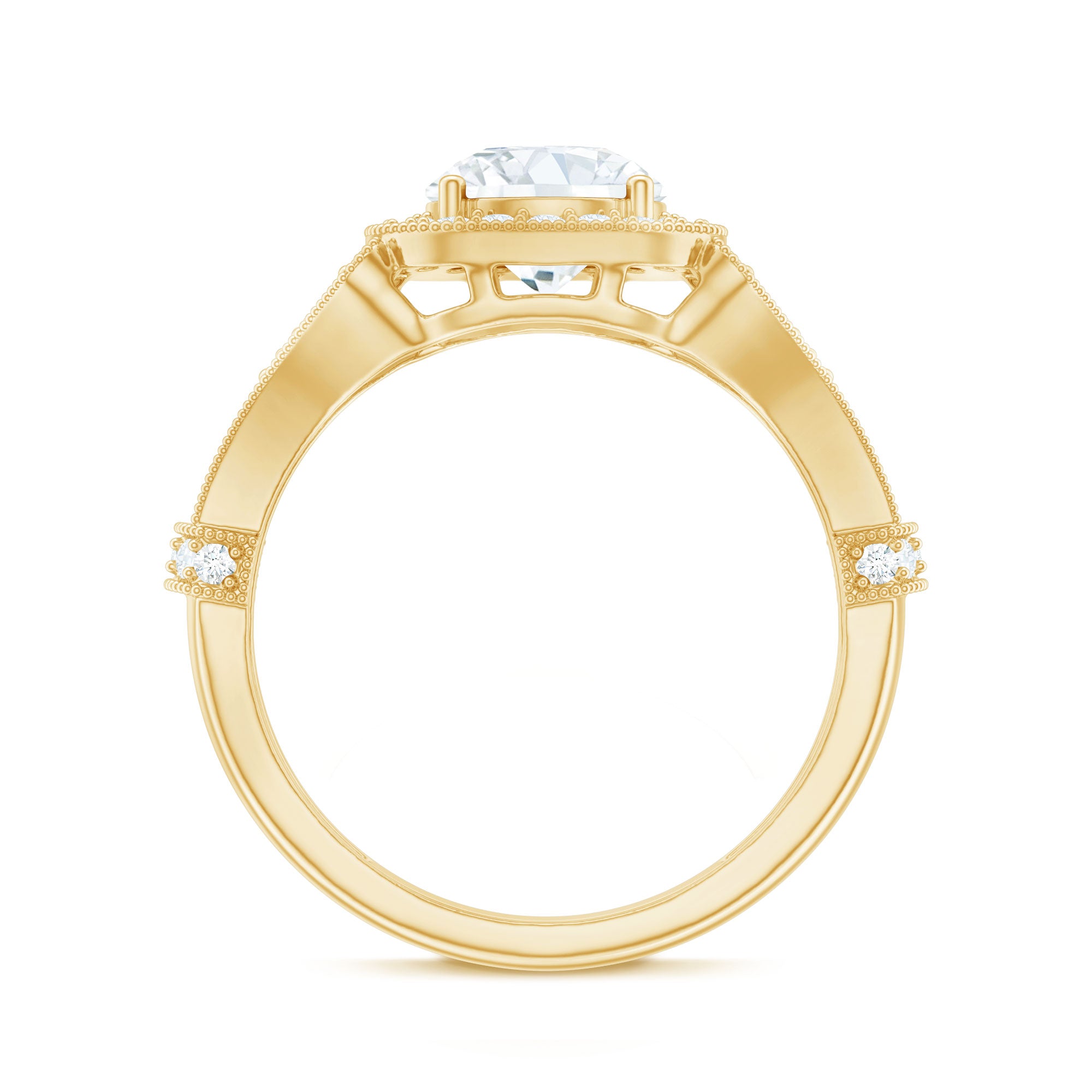 Rosec Jewels-Certified 7 MM Lab Grown Diamond Vintage Style Engagement Ring