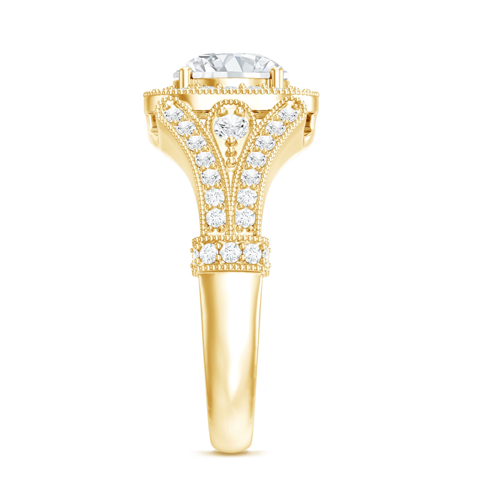 Rosec Jewels-Certified 7 MM Lab Grown Diamond Vintage Style Engagement Ring