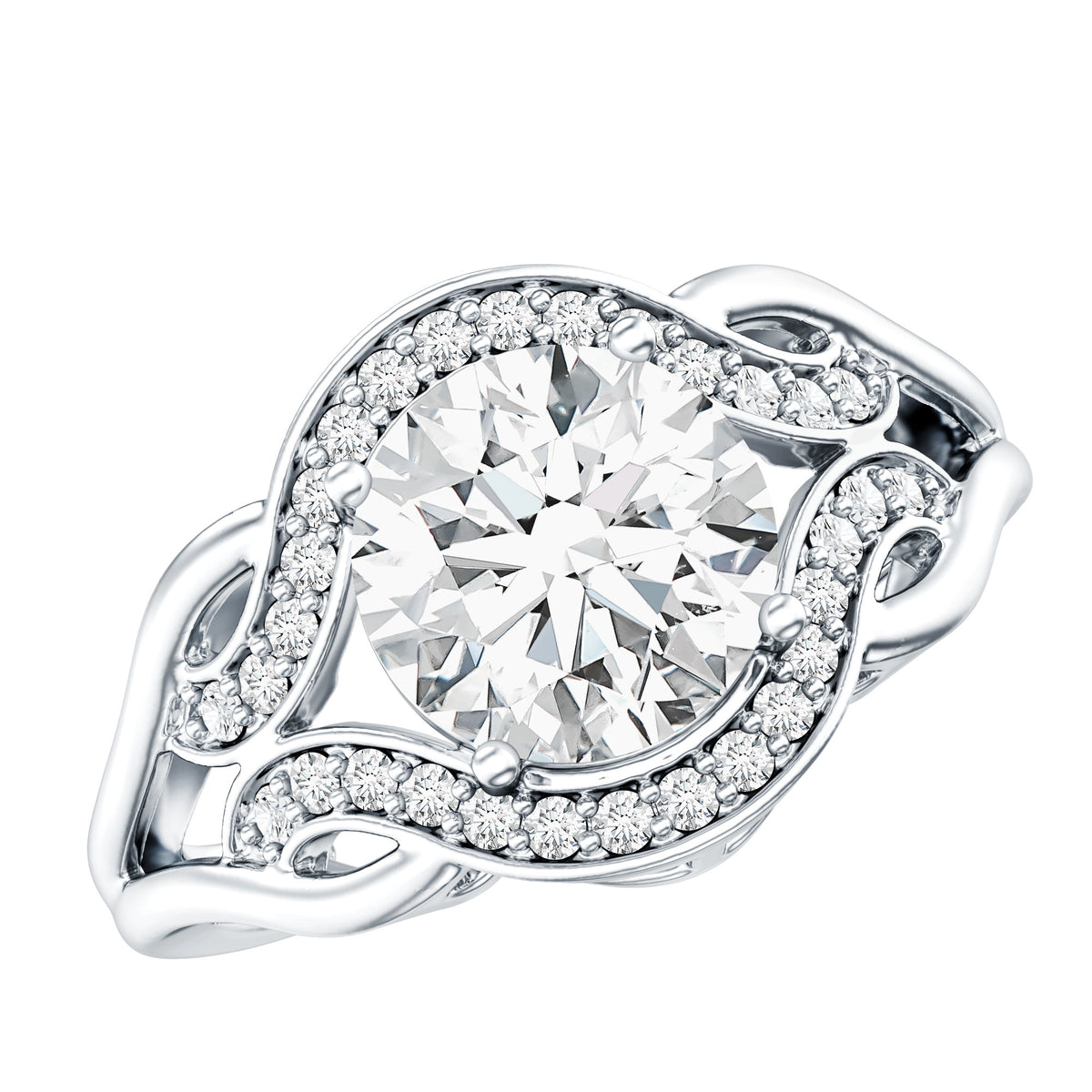 2 Carat Lab Grown Diamond Art Deco Engagement Ring Lab - ( EF-VS ) - Rosec Jewels