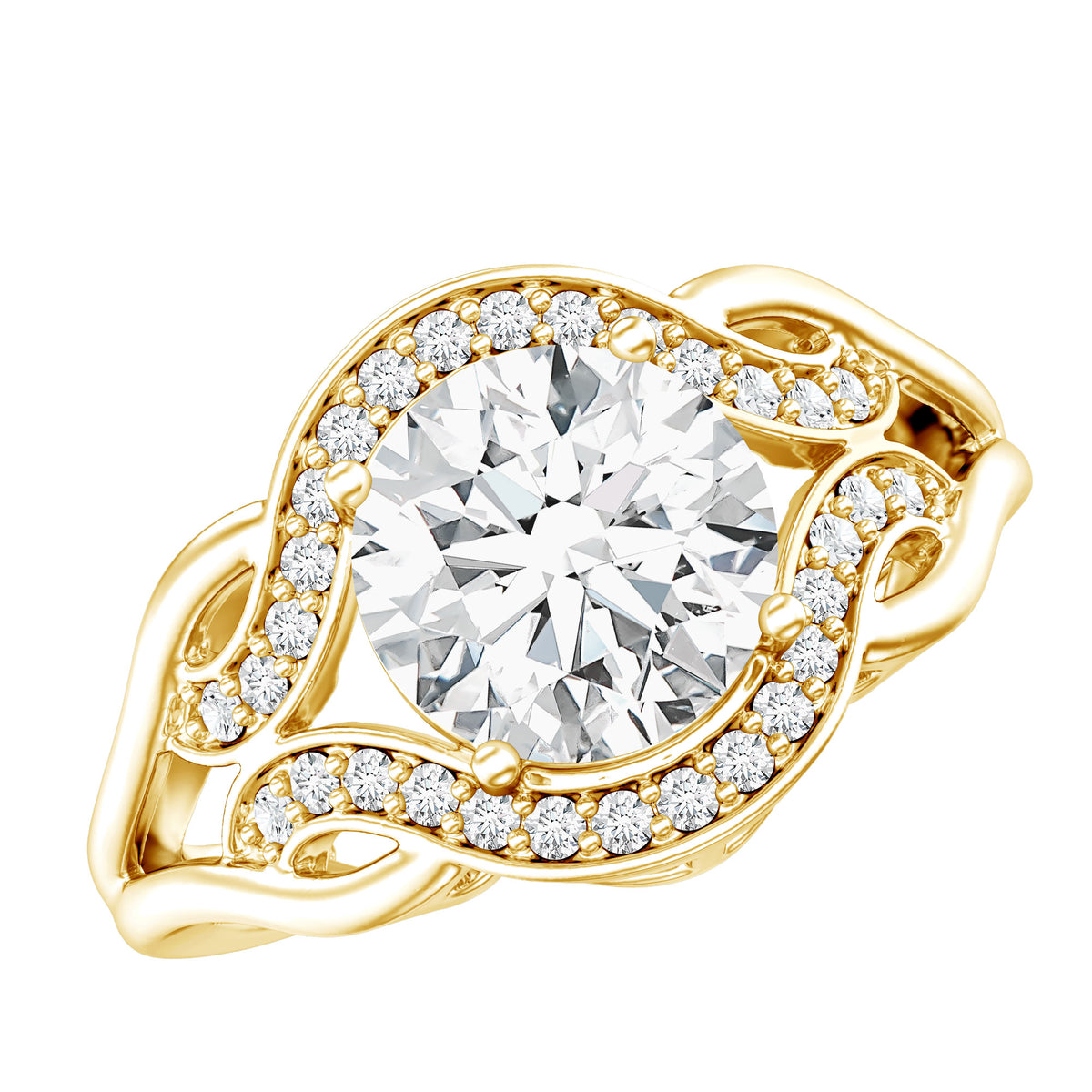 2 Carat Lab Grown Diamond Art Deco Engagement Ring Lab - ( EF-VS ) - Rosec Jewels