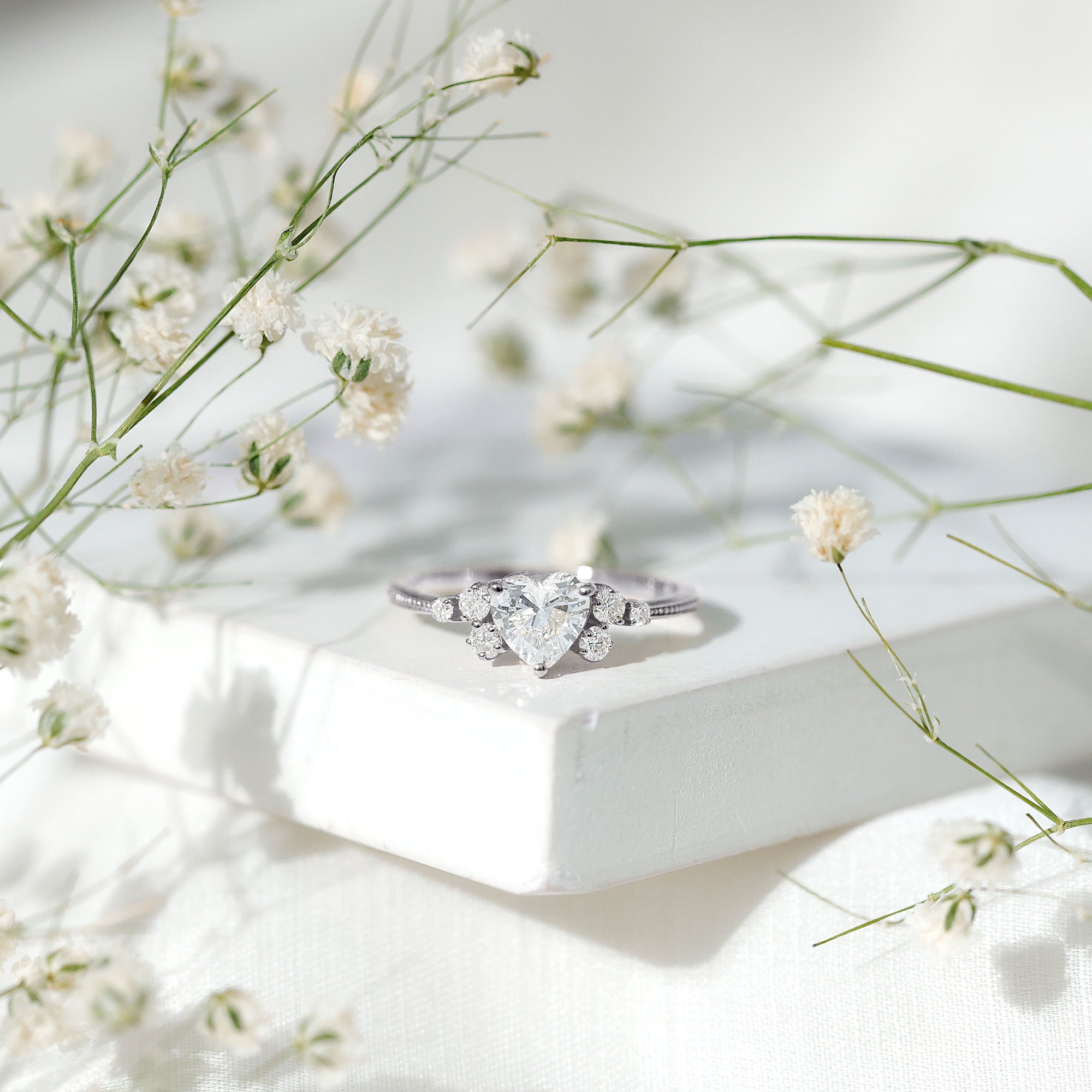 Lab Grown Diamond 6 MM Heart Shaped Engagement Ring Lab - ( EF-VS ) - Rosec Jewels