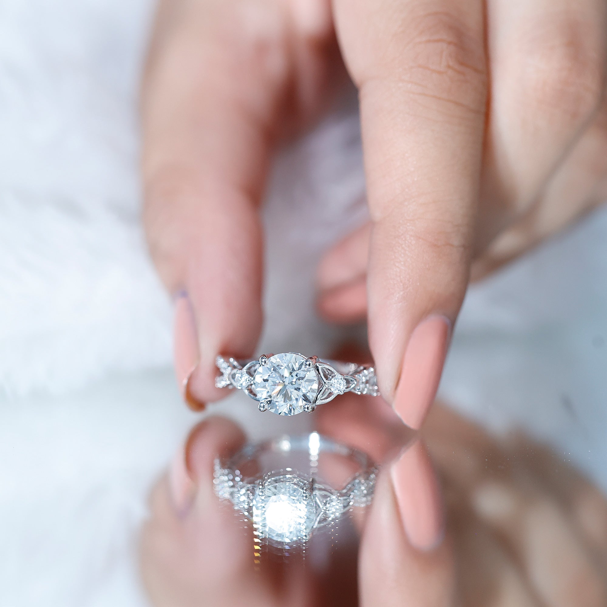 2 Carat Lab Grown Diamond Twisted Vine Engagement Ring Lab - ( EF-VS ) - Rosec Jewels