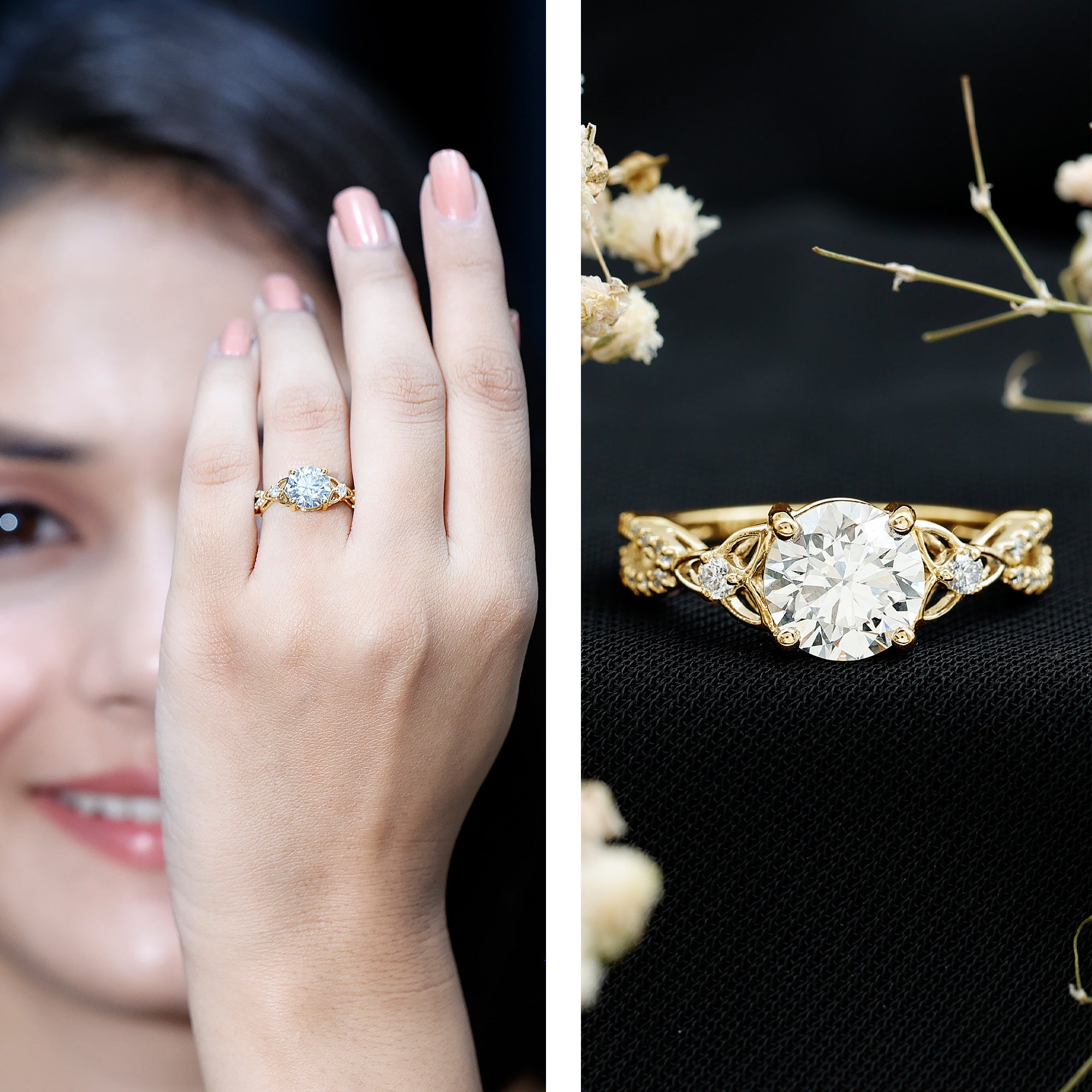 2 Carat Lab Grown Diamond Twisted Vine Engagement Ring Lab - ( EF-VS ) - Rosec Jewels