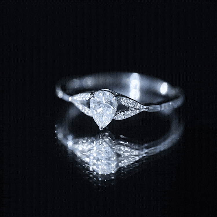 Lab Grown Diamond Teardrop Split Shank Engagement Ring Lab - ( EF-VS ) - Rosec Jewels