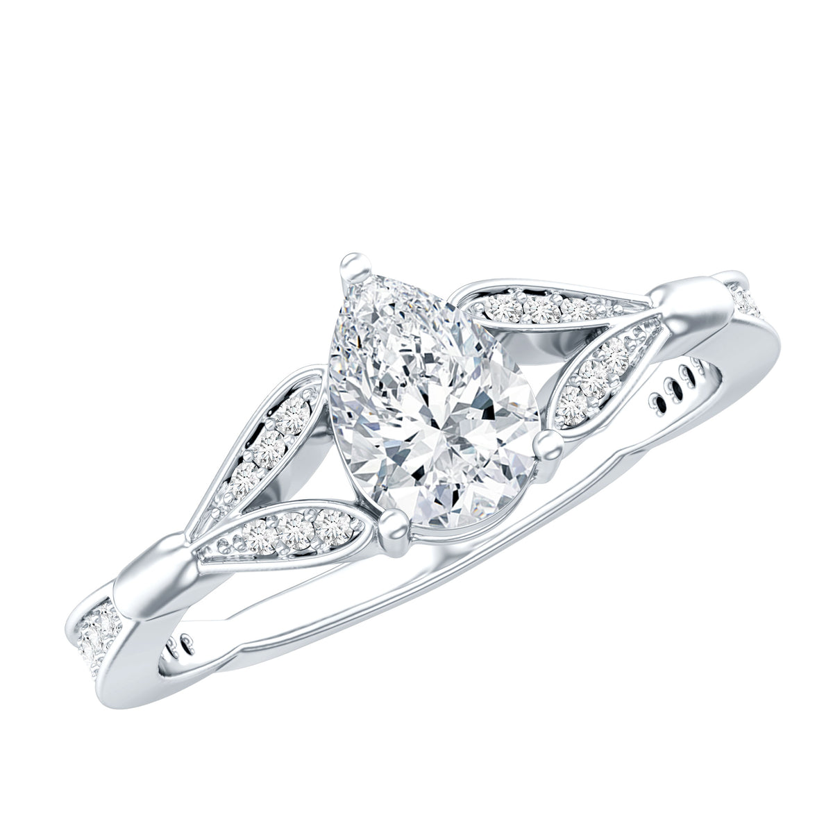 Lab Grown Diamond Teardrop Split Shank Engagement Ring Lab - ( EF-VS ) - Rosec Jewels
