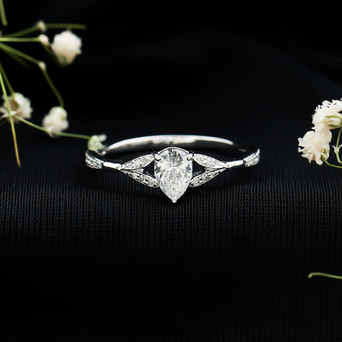 Lab Grown Diamond Teardrop Split Shank Engagement Ring Lab - ( EF-VS ) - Rosec Jewels