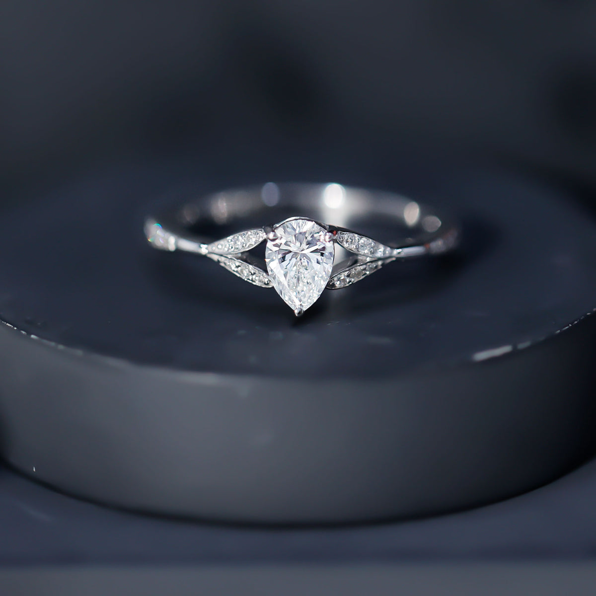 Lab Grown Diamond Teardrop Split Shank Engagement Ring Lab - ( EF-VS ) - Rosec Jewels