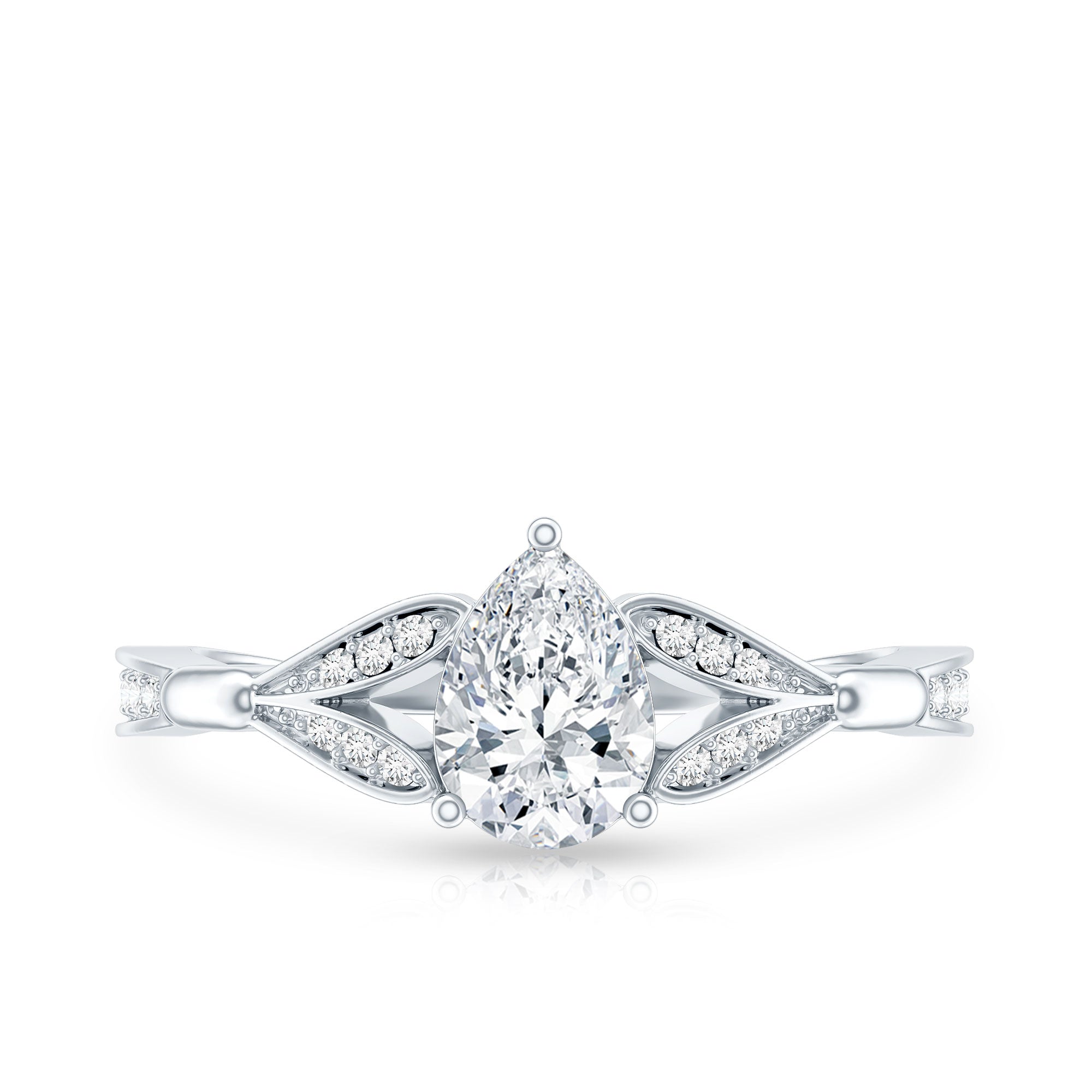 Lab Grown Diamond Teardrop Split Shank Engagement Ring Lab - ( EF-VS ) - Rosec Jewels
