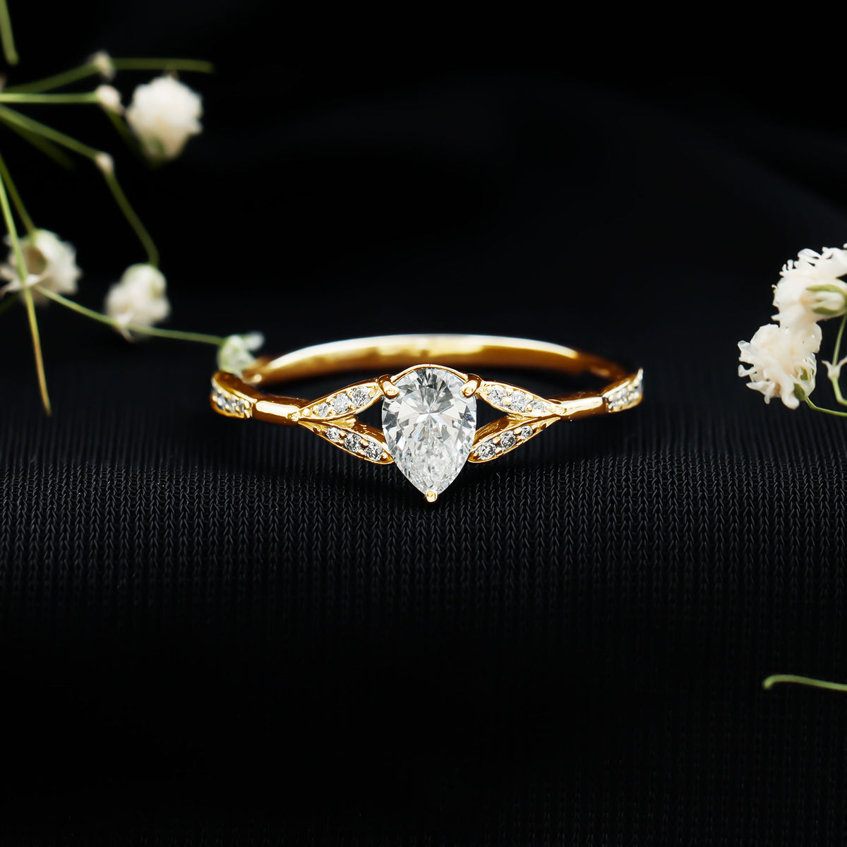 Lab Grown Diamond Teardrop Split Shank Engagement Ring Lab - ( EF-VS ) - Rosec Jewels