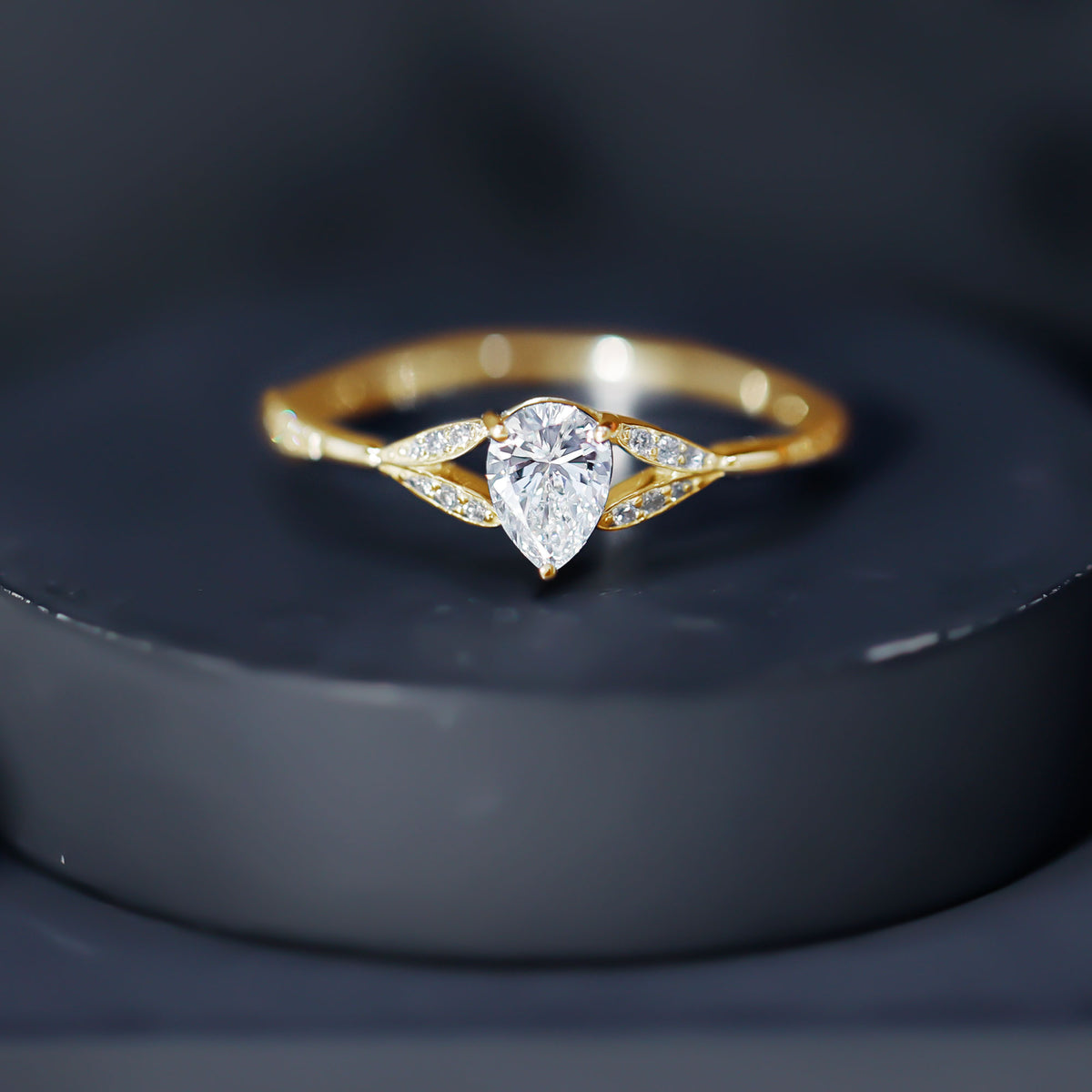 Lab Grown Diamond Teardrop Split Shank Engagement Ring Lab - ( EF-VS ) - Rosec Jewels
